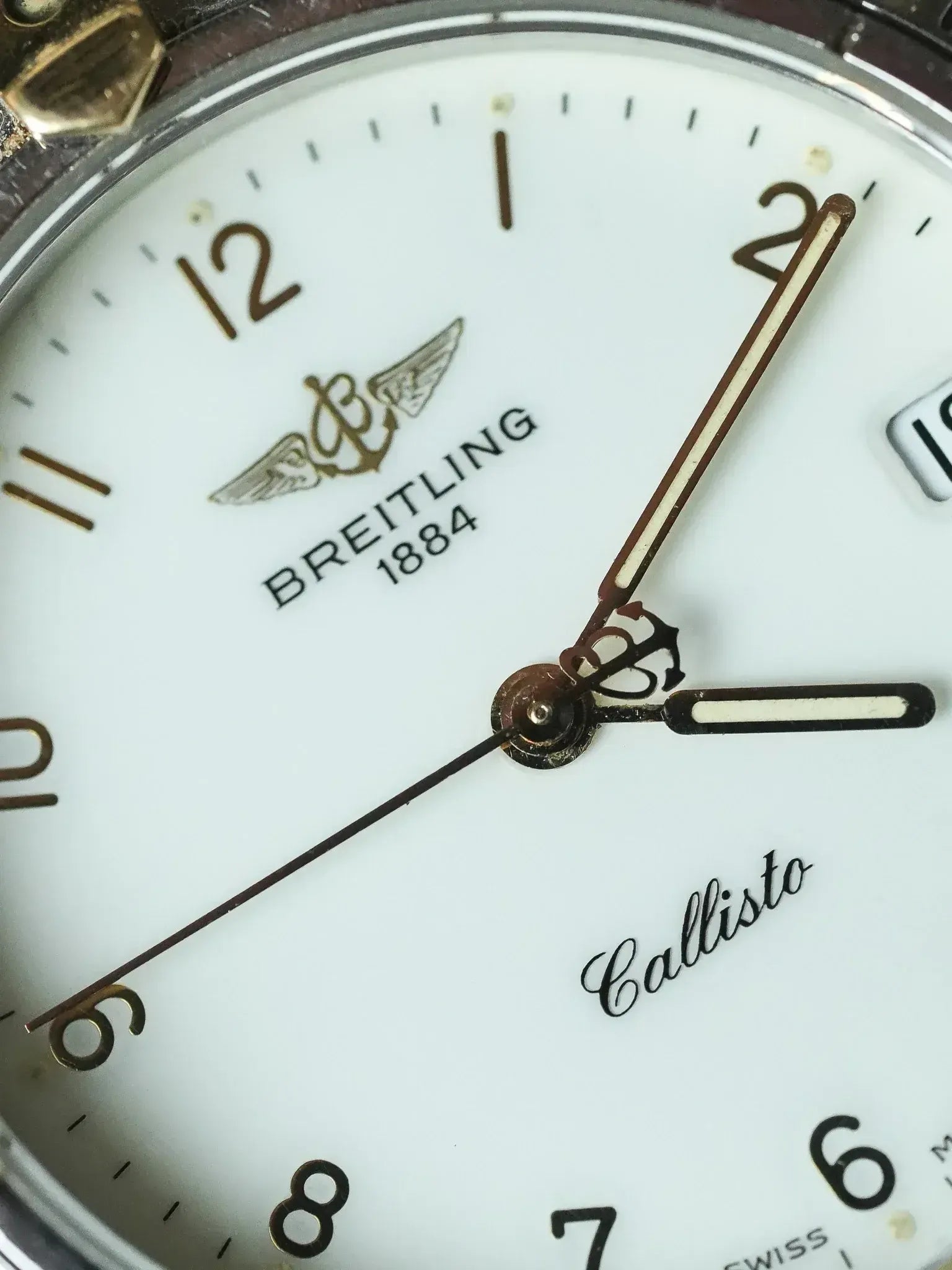 Breitling - Callisto Cadran blanc Lunette acier or - 1990s - Atelier Victor