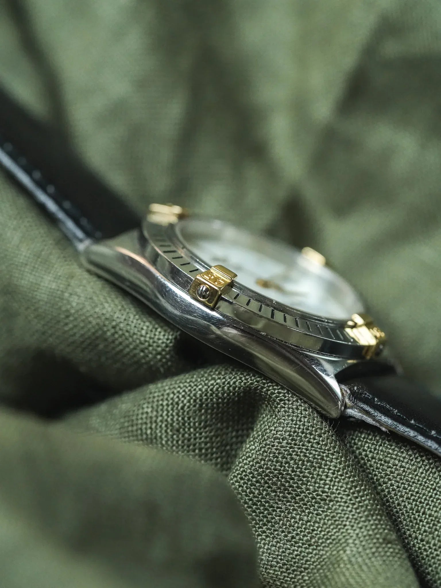 Breitling - Callisto Cadran blanc Lunette acier or - 1990s - Atelier Victor - Vintage Shop