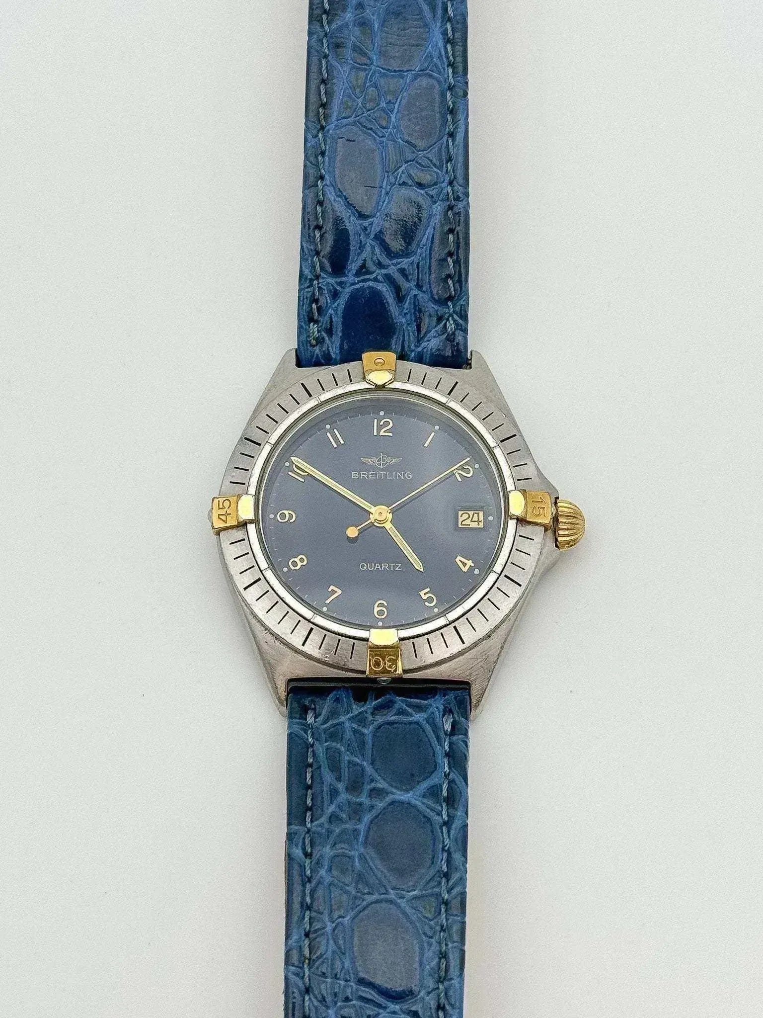 Breitling - Callisto Cadran bleu Lunette acier or - 1990s - Atelier Victor