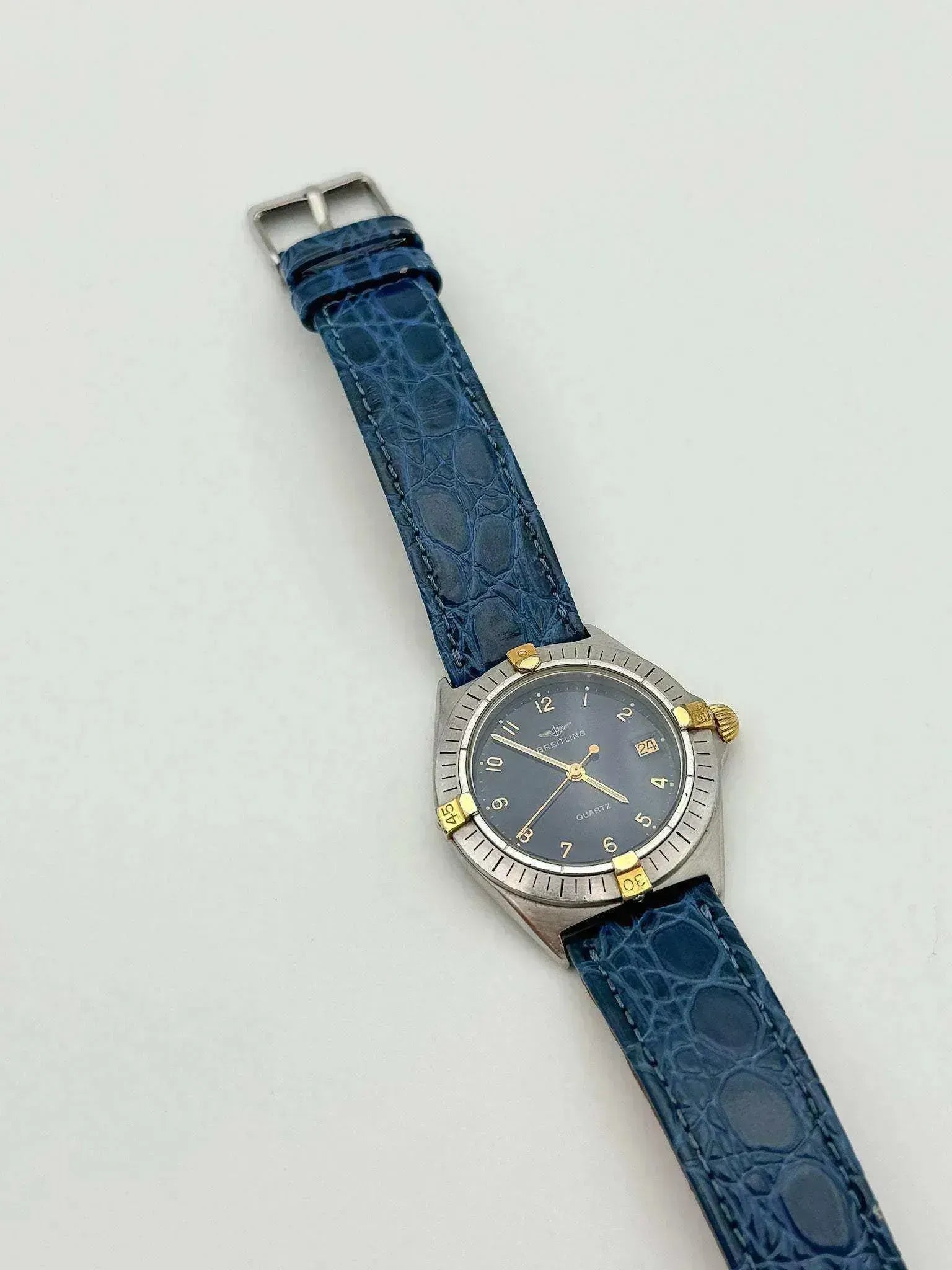 Breitling - Callisto Cadran bleu Lunette acier or - 1990s - Atelier Victor