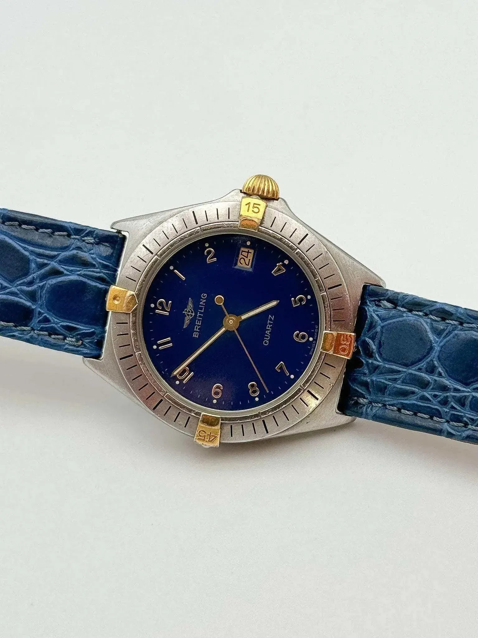 Breitling - Callisto Cadran bleu Lunette acier or - 1990s - Atelier Victor