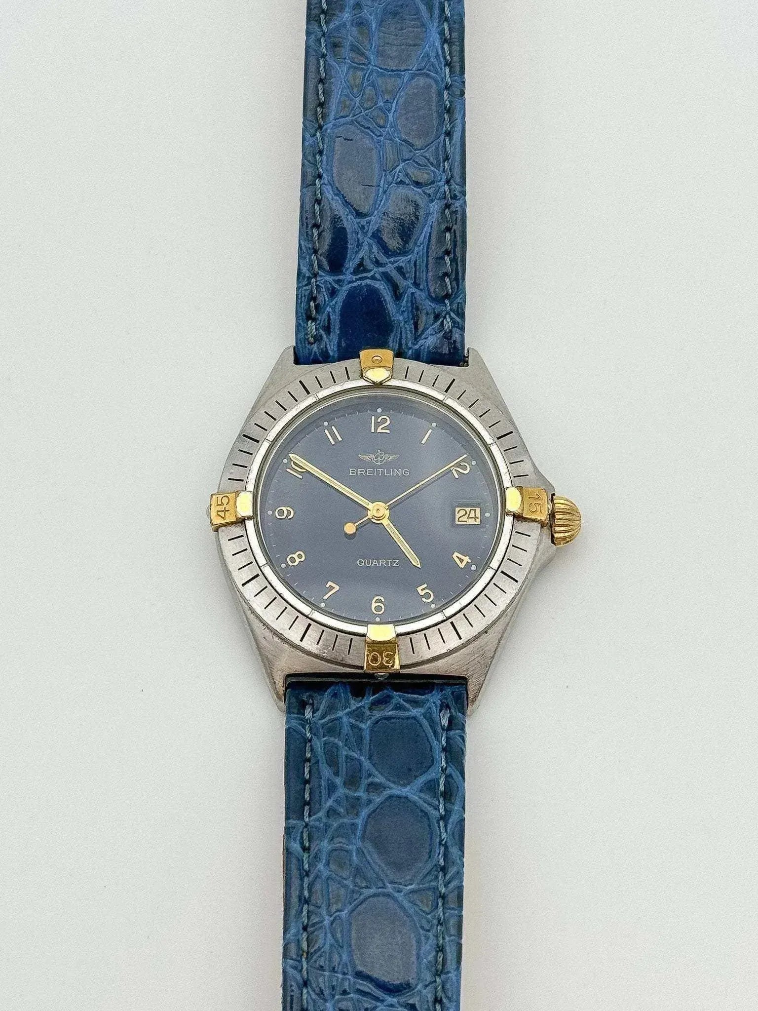 Breitling - Callisto Cadran bleu Lunette acier or - 1990s - Atelier Victor - Vintage Shop