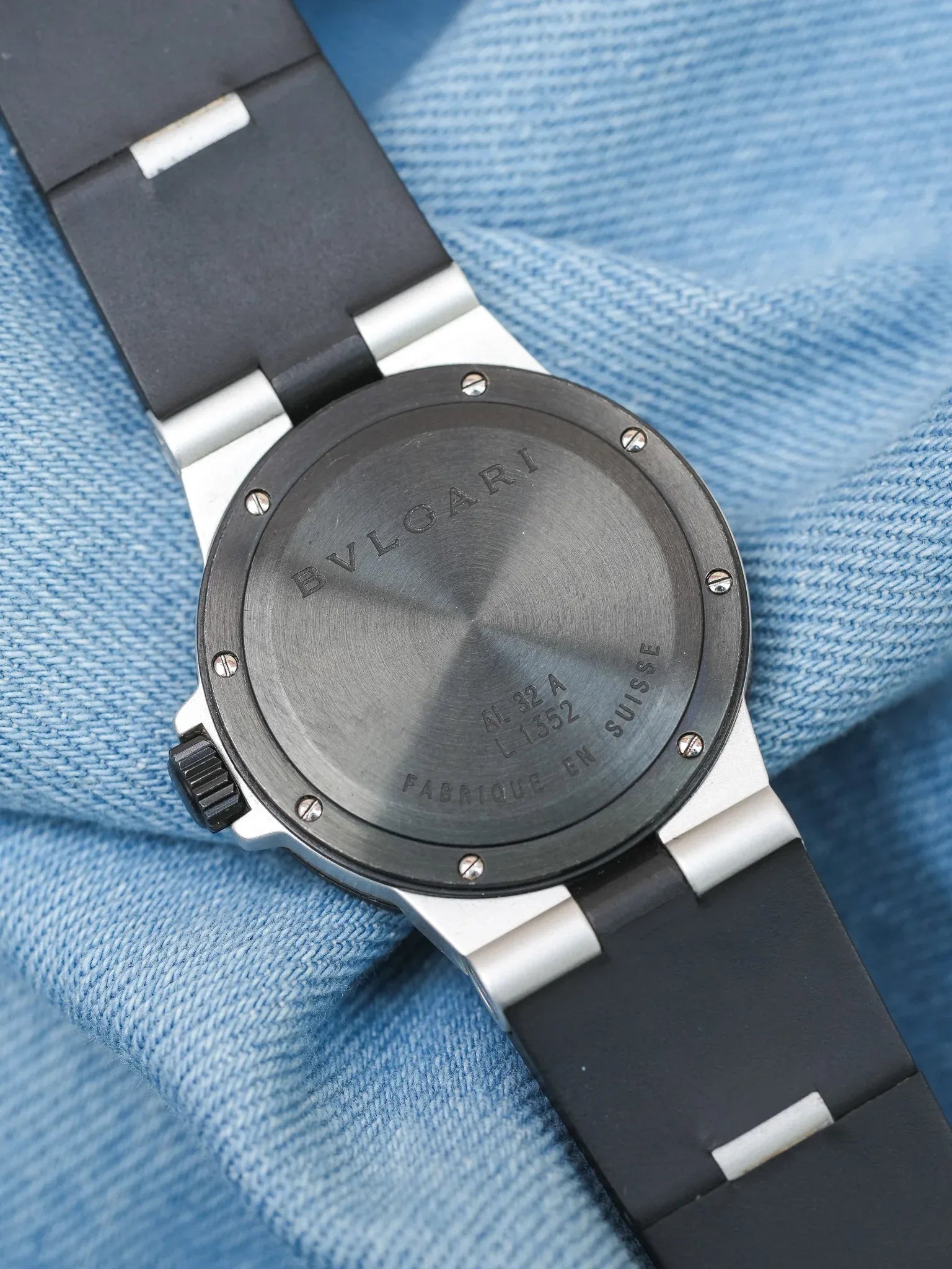 Bvlgari - Aluminum 29mm Crème Caoutchouc noir - 1990s - Atelier Victor