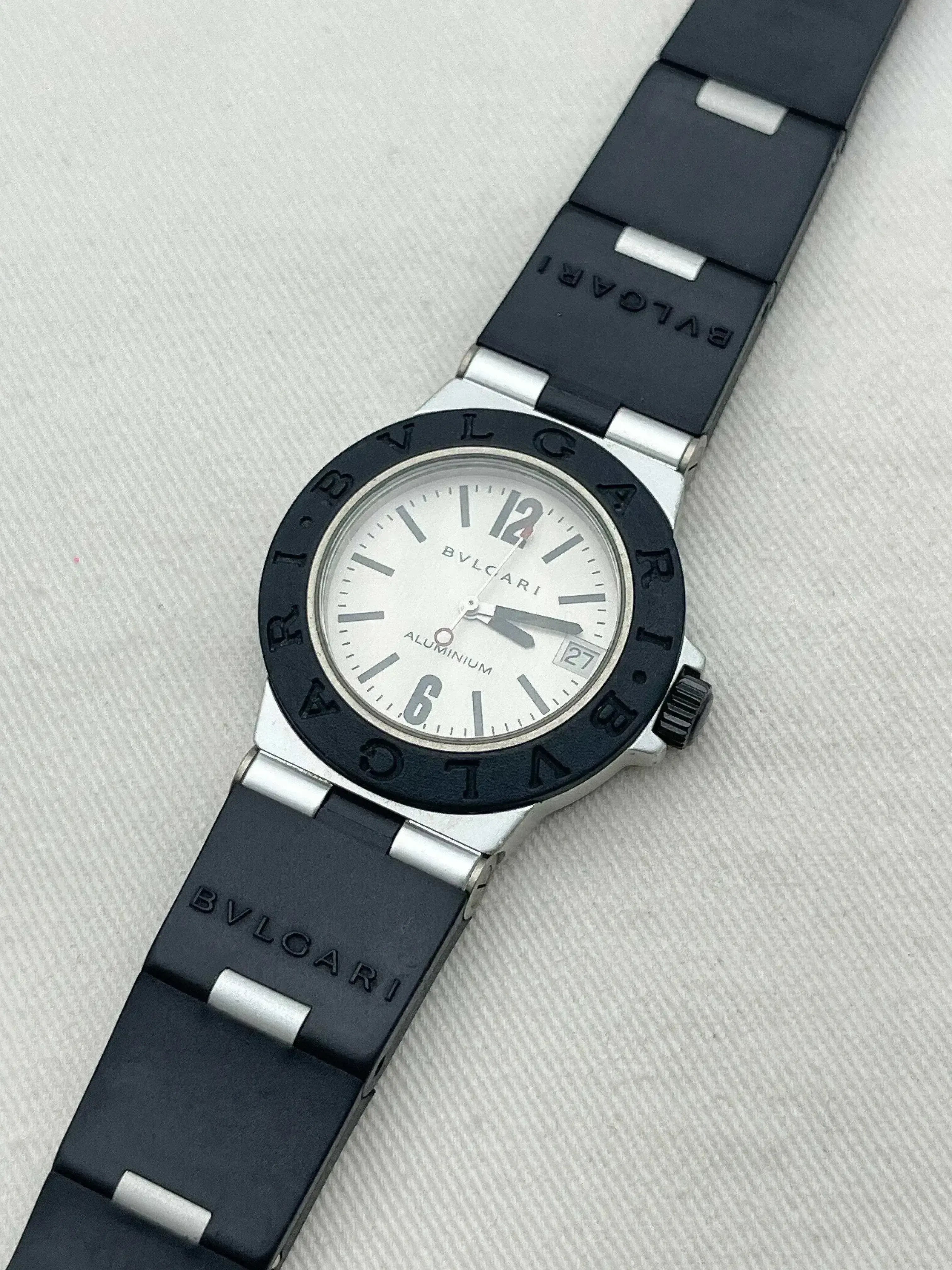 Bvlgari - Aluminum Quartz Bracelet Caoutchouc- 2000s - Atelier Victor