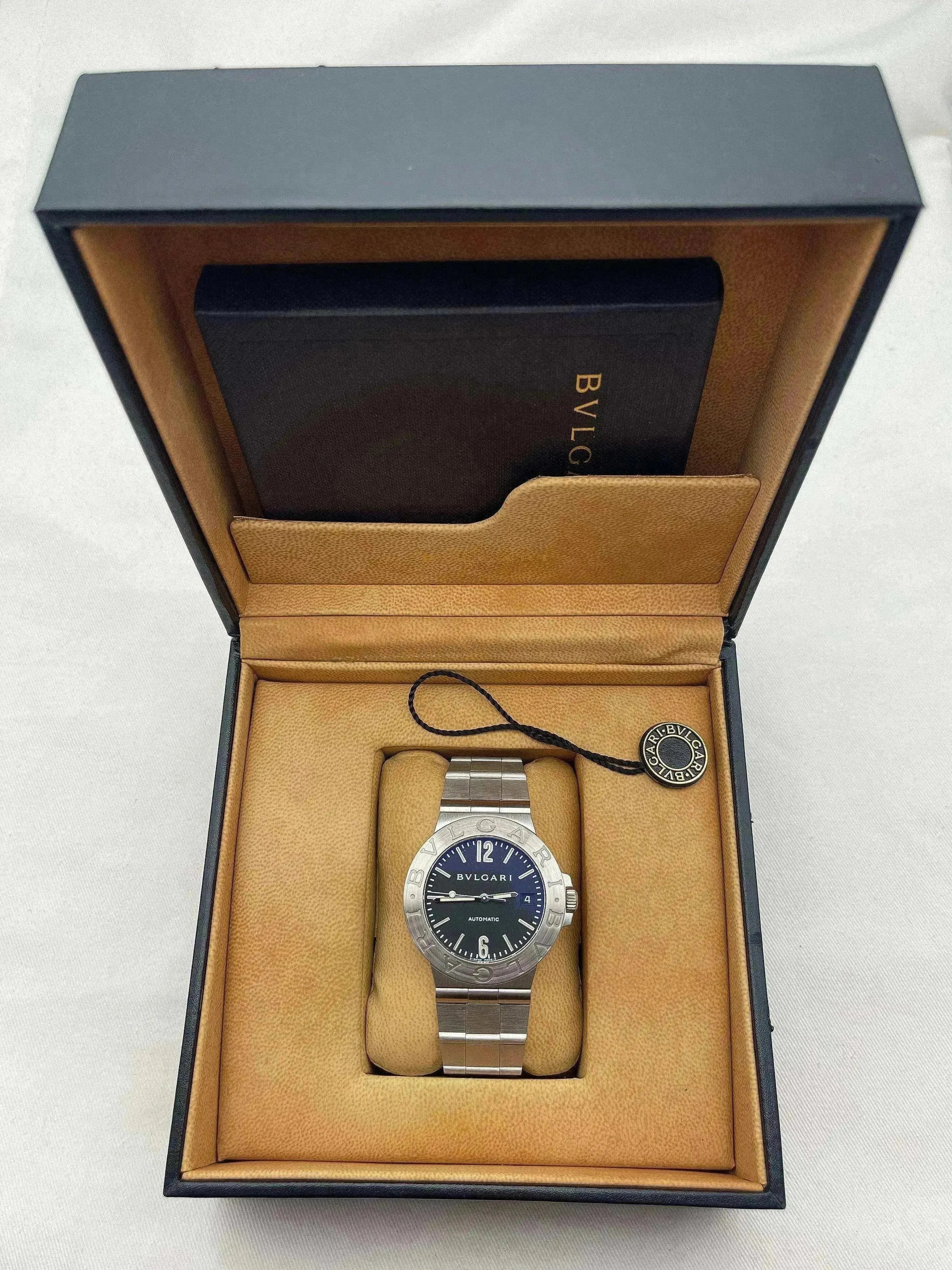 Bvlgari - Bvlgari Bracelet acier cadran noir - Boite & Papier - 2000s - Atelier Victor