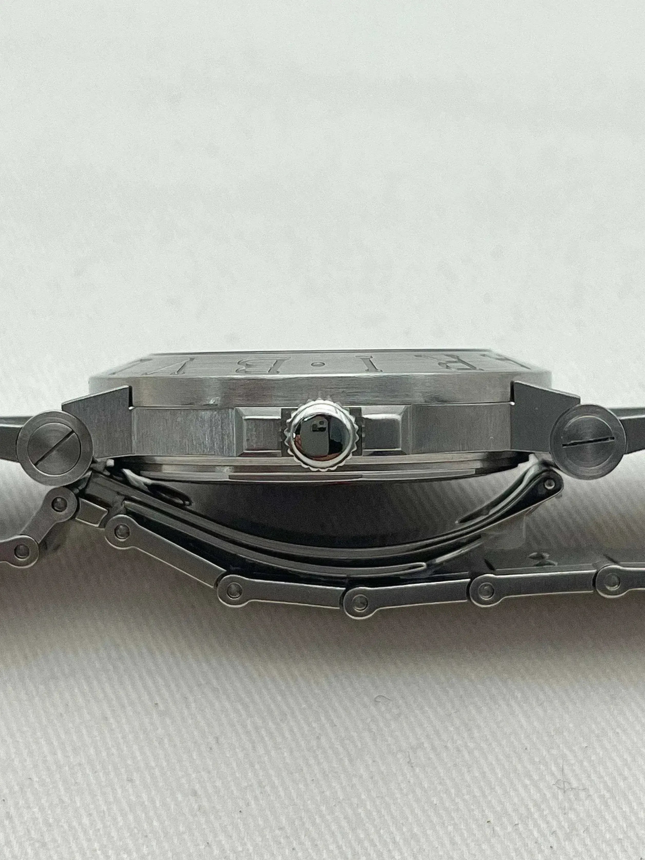 Bvlgari - Bvlgari Bracelet acier cadran noir - Boite & Papier - 2000s - Atelier Victor