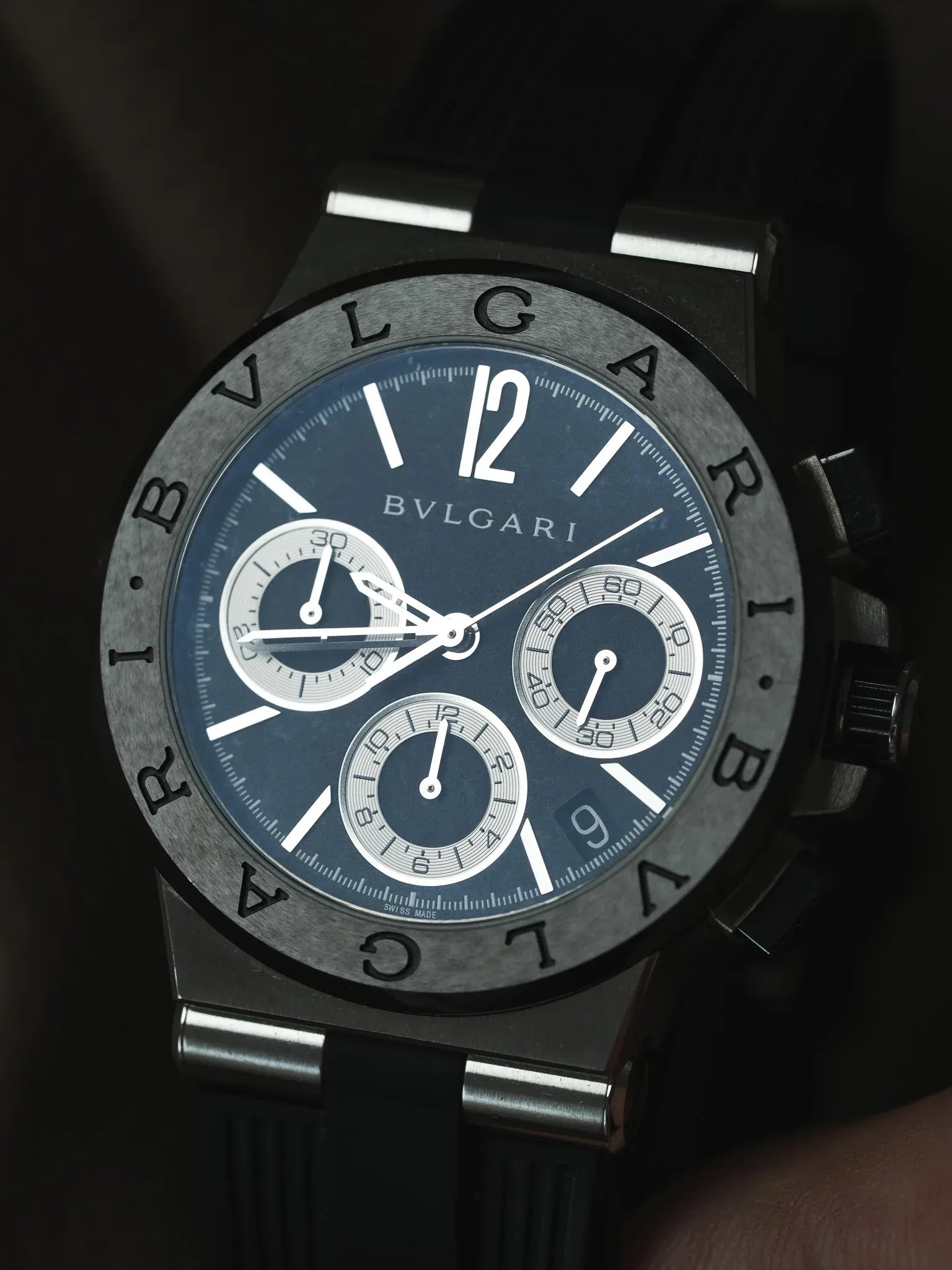 Bvlgari - DG37SCCH Diagono Chronographe Acier Caoutchouc Ceramique noir - boite & papier - 2000s - Atelier Victor