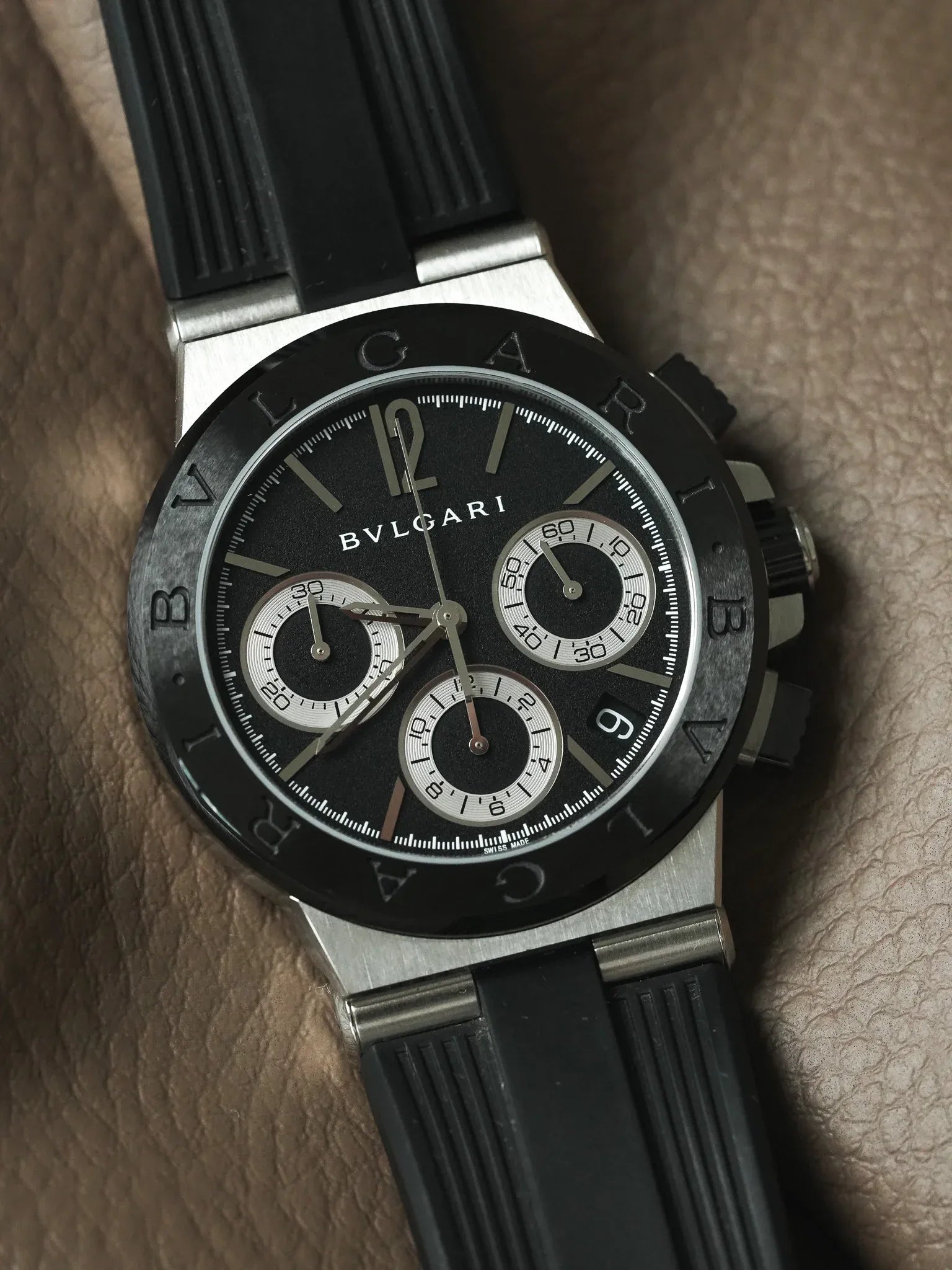 Bvlgari - DG37SCCH Diagono Chronographe Acier Caoutchouc Ceramique noir - boite & papier - 2000s - Atelier Victor