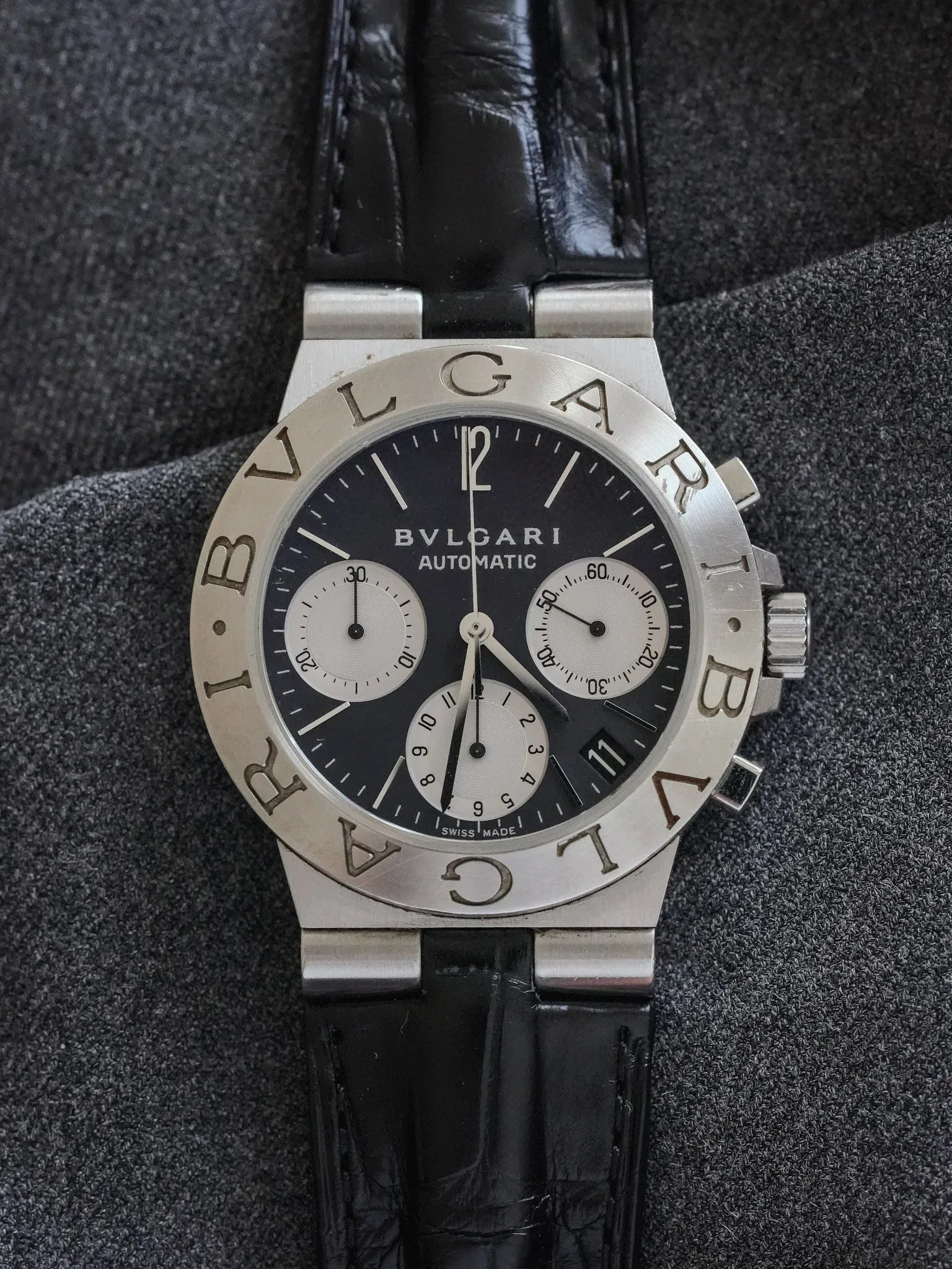 Bvlgari - Diagono Chronograph Cadran Noir - 1990s - Atelier Victor