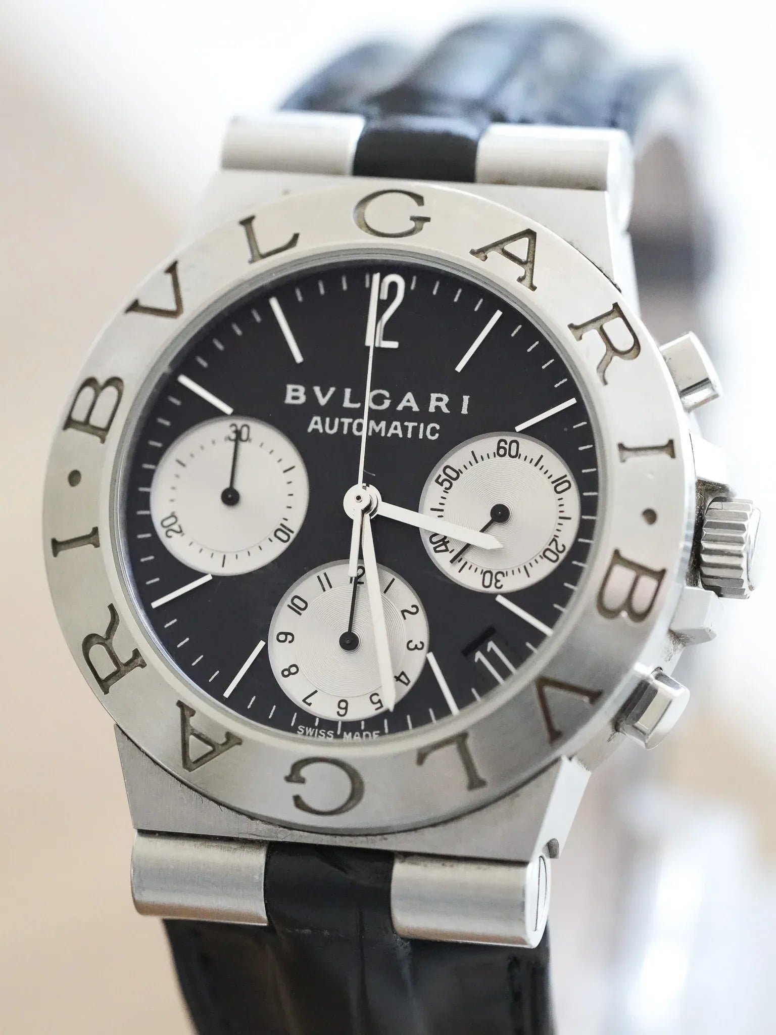 Bvlgari - Diagono Chronograph Cadran Noir - 1990s - Atelier Victor - Vintage Shop