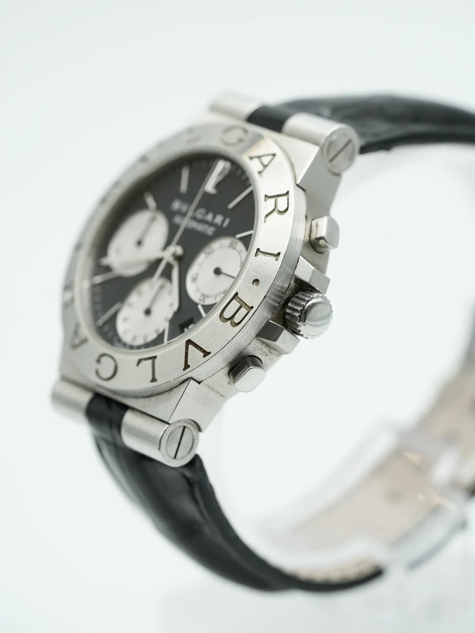 Bvlgari - Diagono Chronograph Cadran Noir - 1990s - Atelier Victor - Vintage Shop