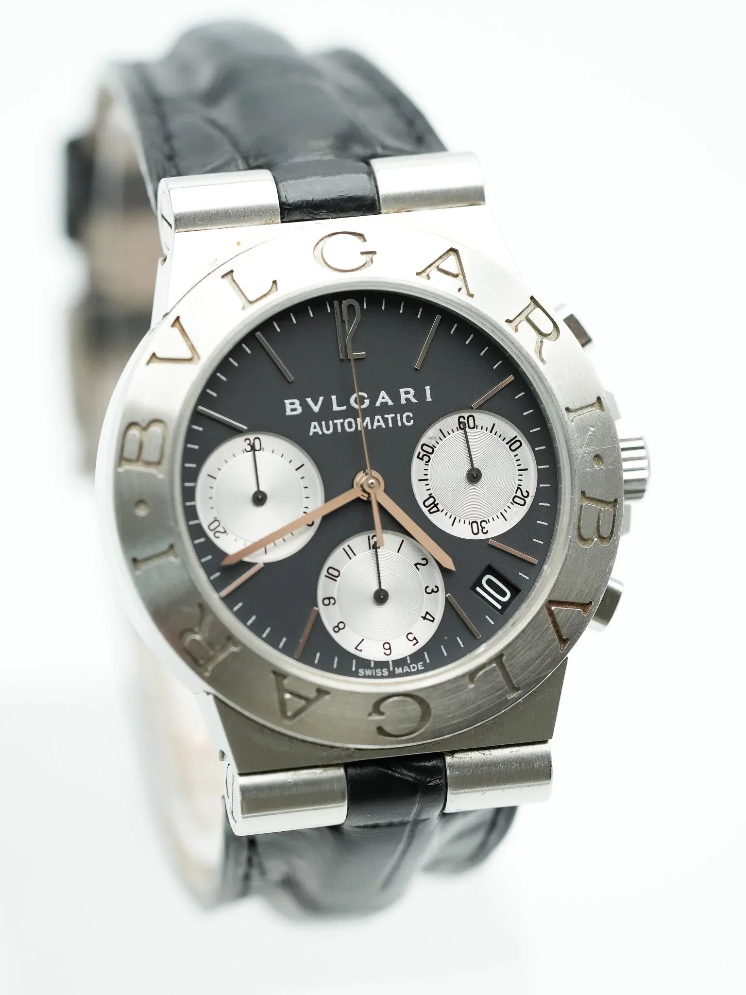 Bvlgari - Diagono Chronograph Cadran Noir - 1990s - Atelier Victor - Vintage Shop