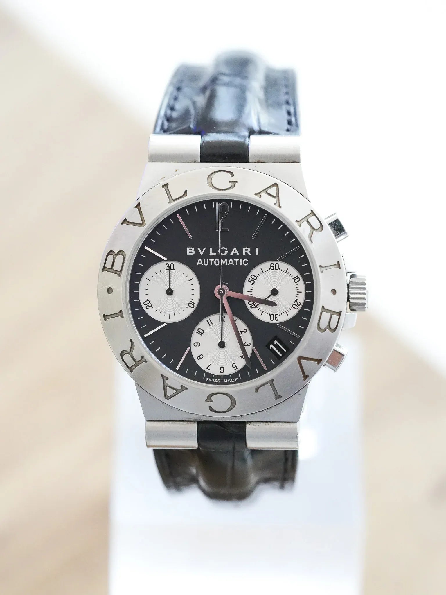 Bvlgari - Diagono Chronograph Cadran Noir - 1990s - Atelier Victor - Vintage Shop