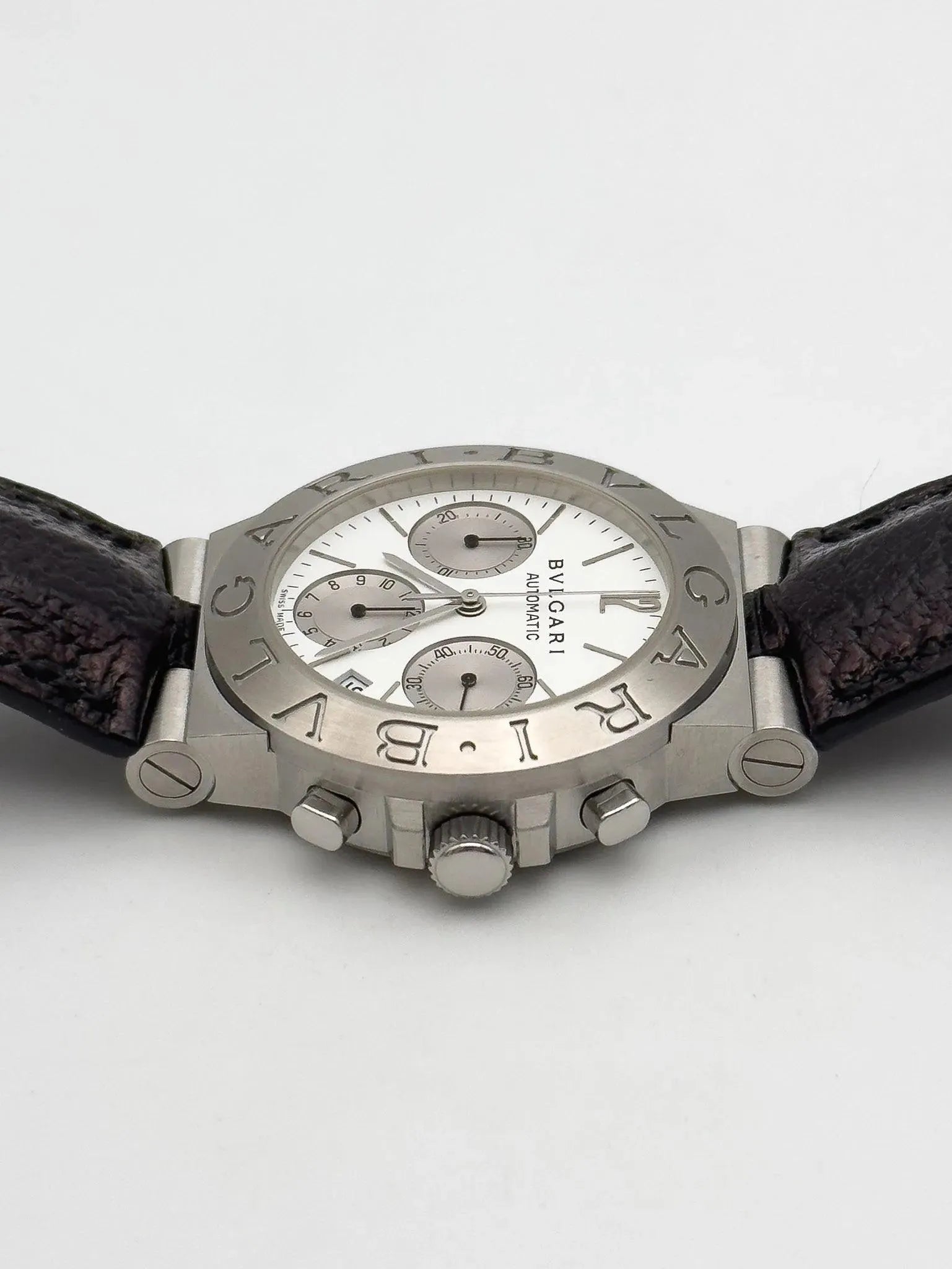 Bvlgari - Diagono Chronograph White - Full Set - 2001 - Atelier Victor - Vintage Shop