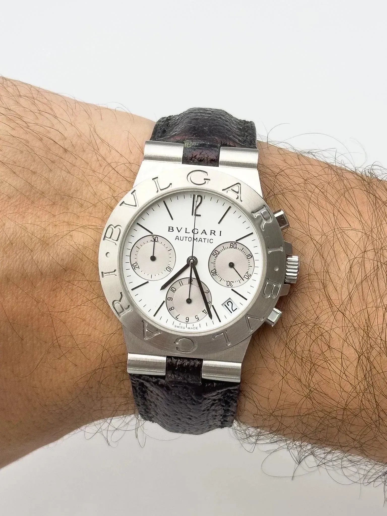 Bvlgari - Diagono Chronographe blanc - boite & papier - 2001 - Atelier Victor