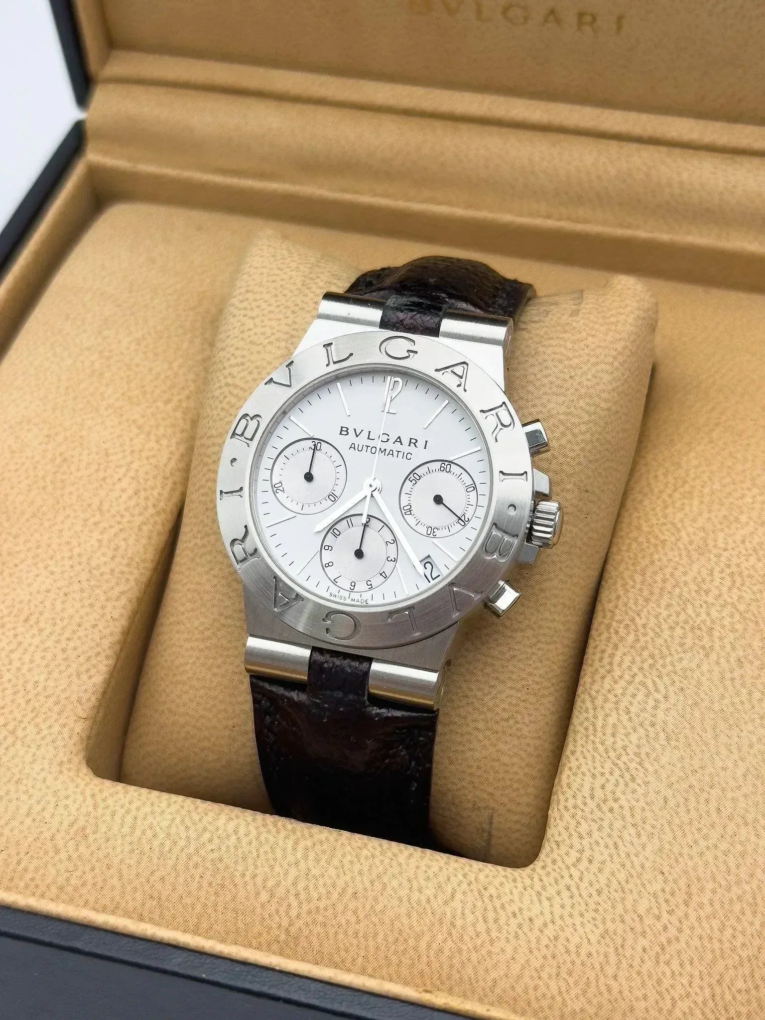 Bvlgari - Diagono Chronographe blanc - boite & papier - 2001 - Atelier Victor