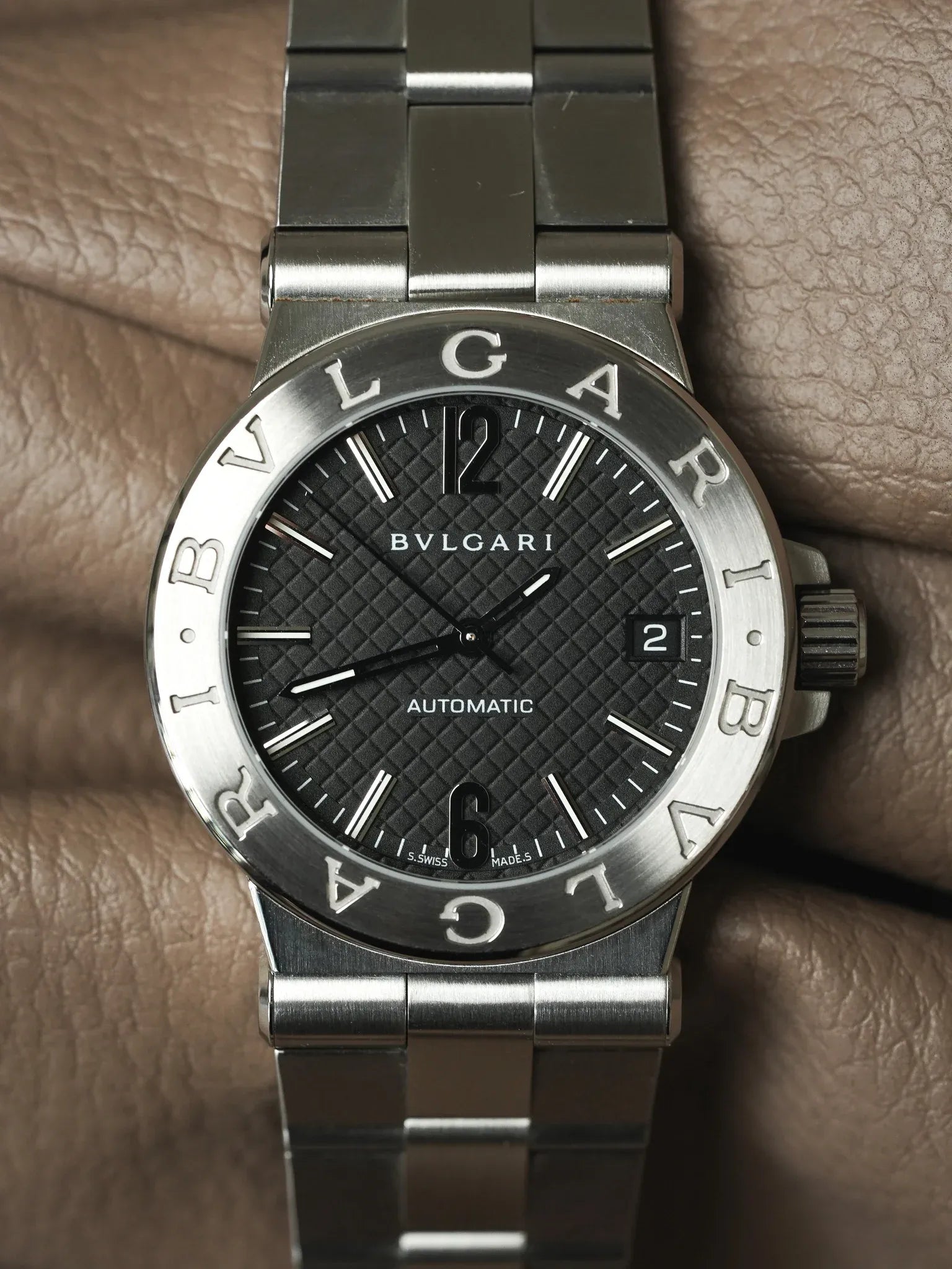 Bvlgari - Diagono DG35S Acero Automático Dial Negro Clous de Paris - Años 2010