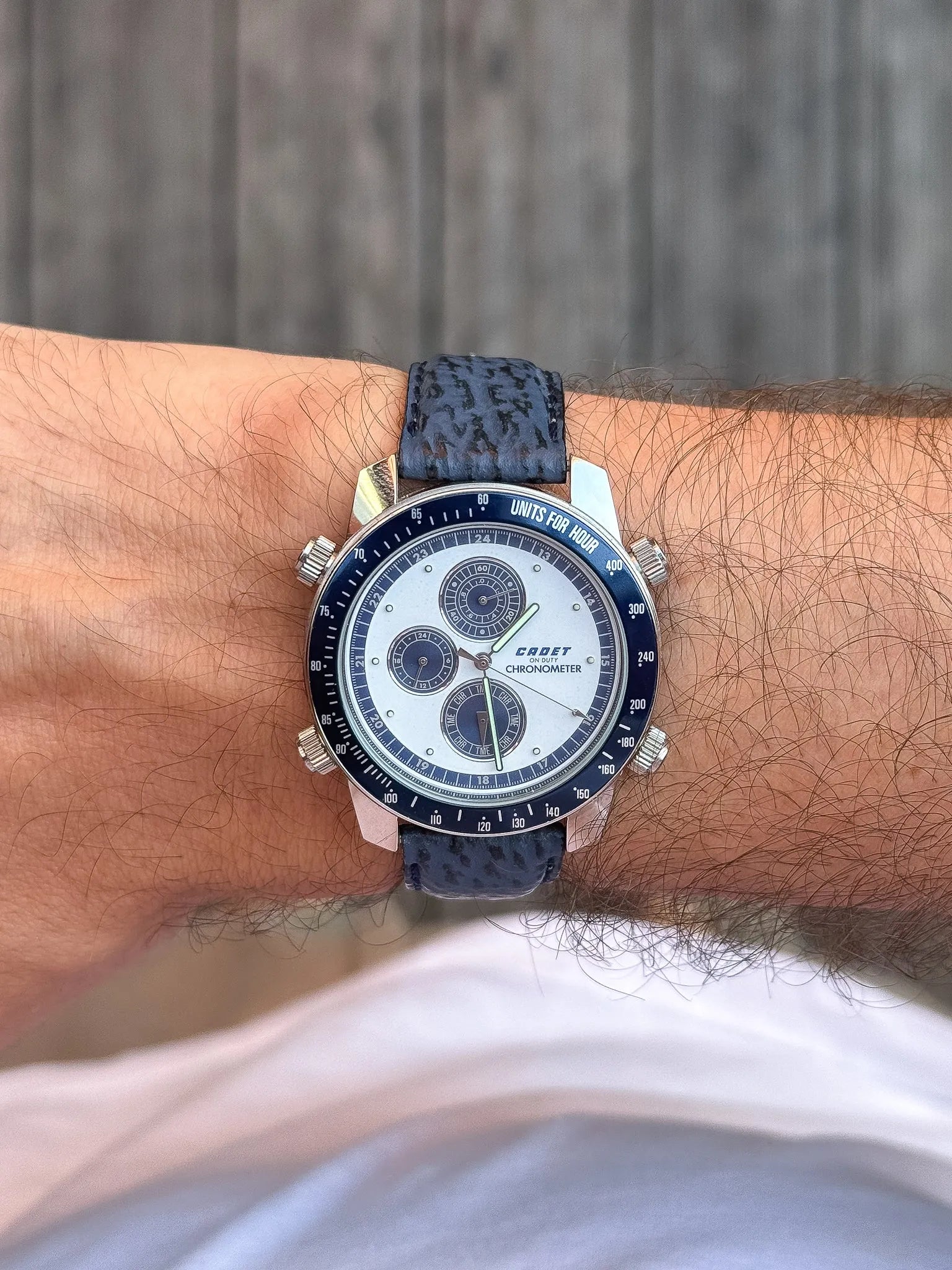 Cadet - Chronographe Acier Bleu - NOS - 1980s - Atelier Victor - Vintage Shop