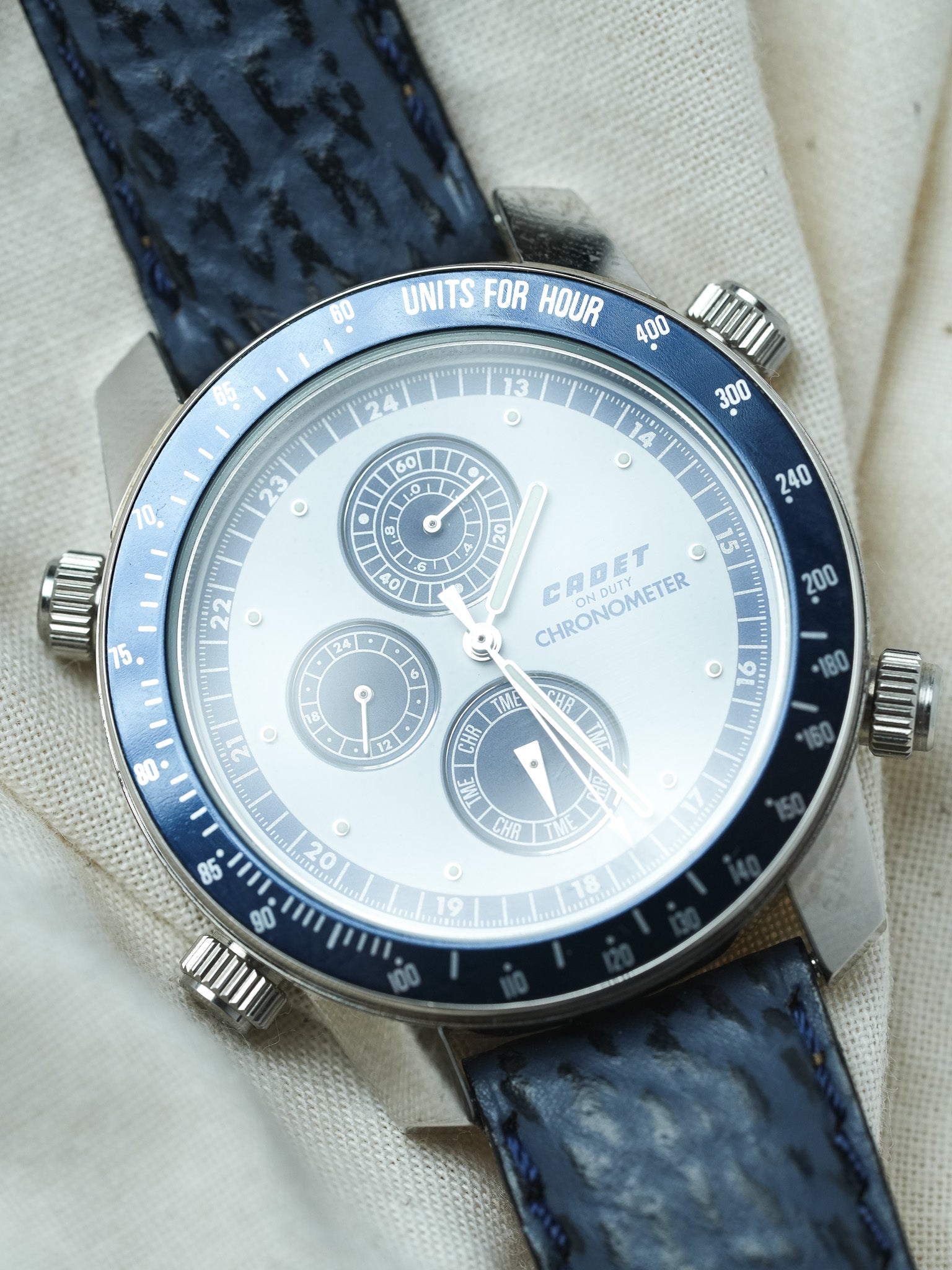Cadet - Chronographe Acier Bleu - NOS - 1980s - Atelier Victor - Vintage Shop