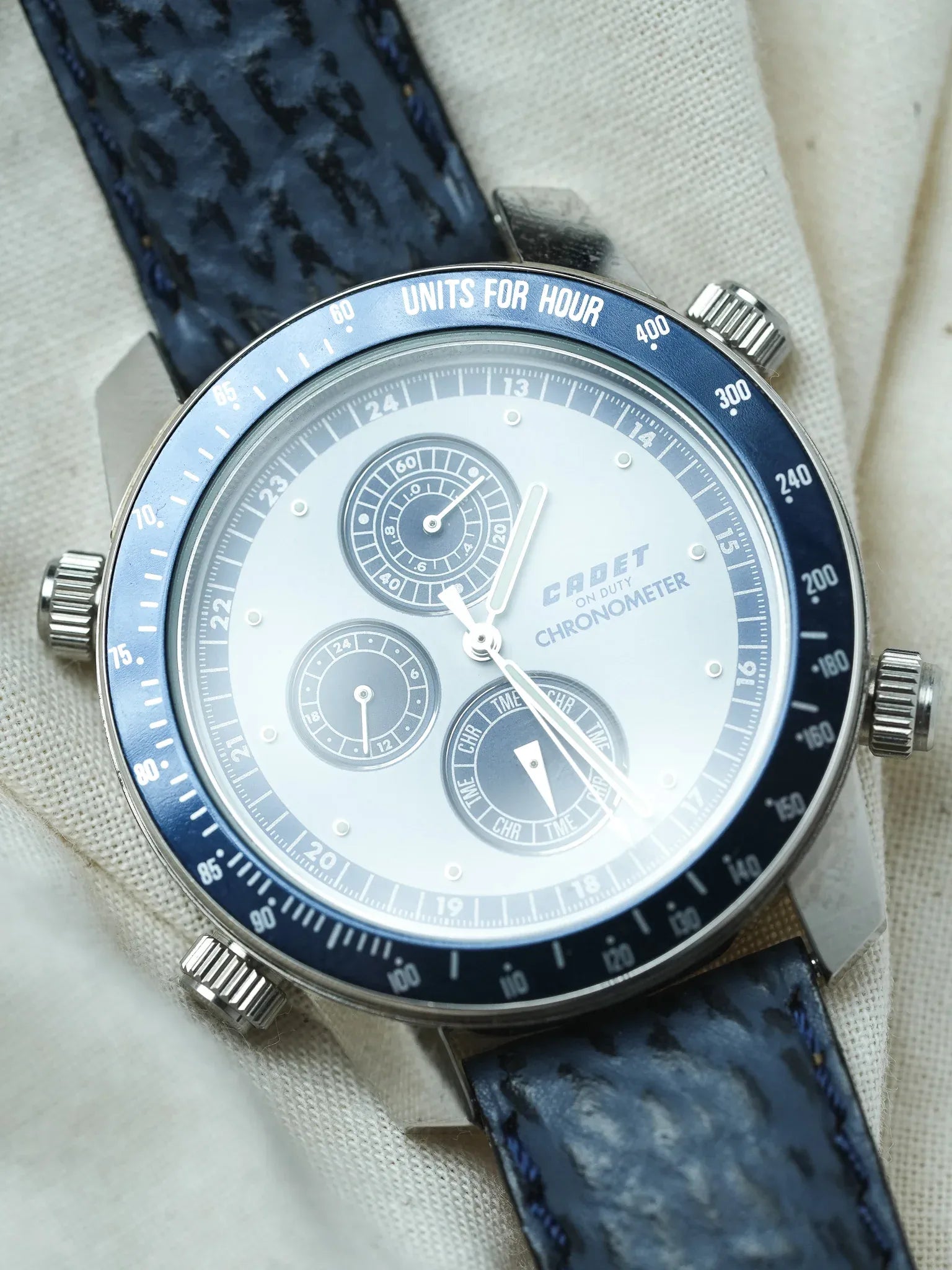 Cadet - Chronographe Acier Bleu - NOS - 1980s - Atelier Victor - Vintage Shop