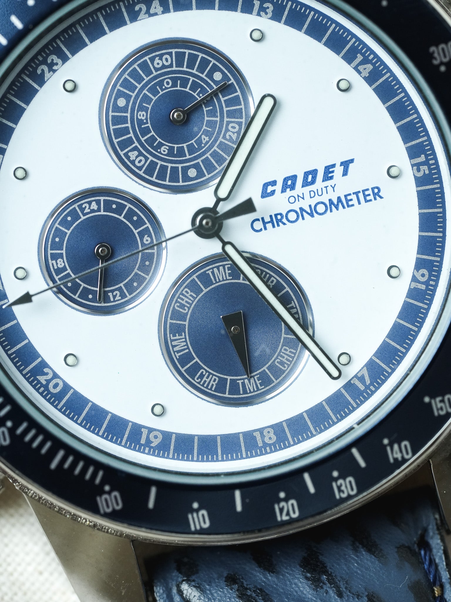Cadet - Chronographe Acier Bleu - NOS - 1980s - Atelier Victor - Vintage Shop