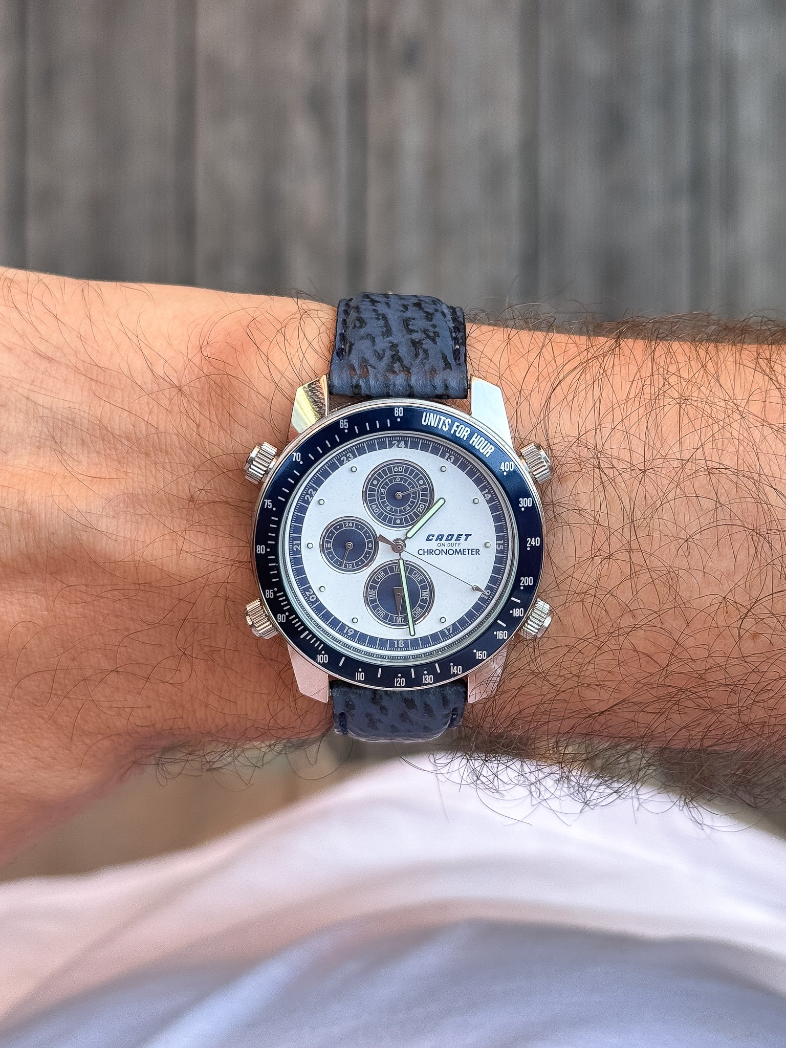 Cadet - Chronographe Acier Bleu - NOS - 1980s - Atelier Victor - Vintage Shop