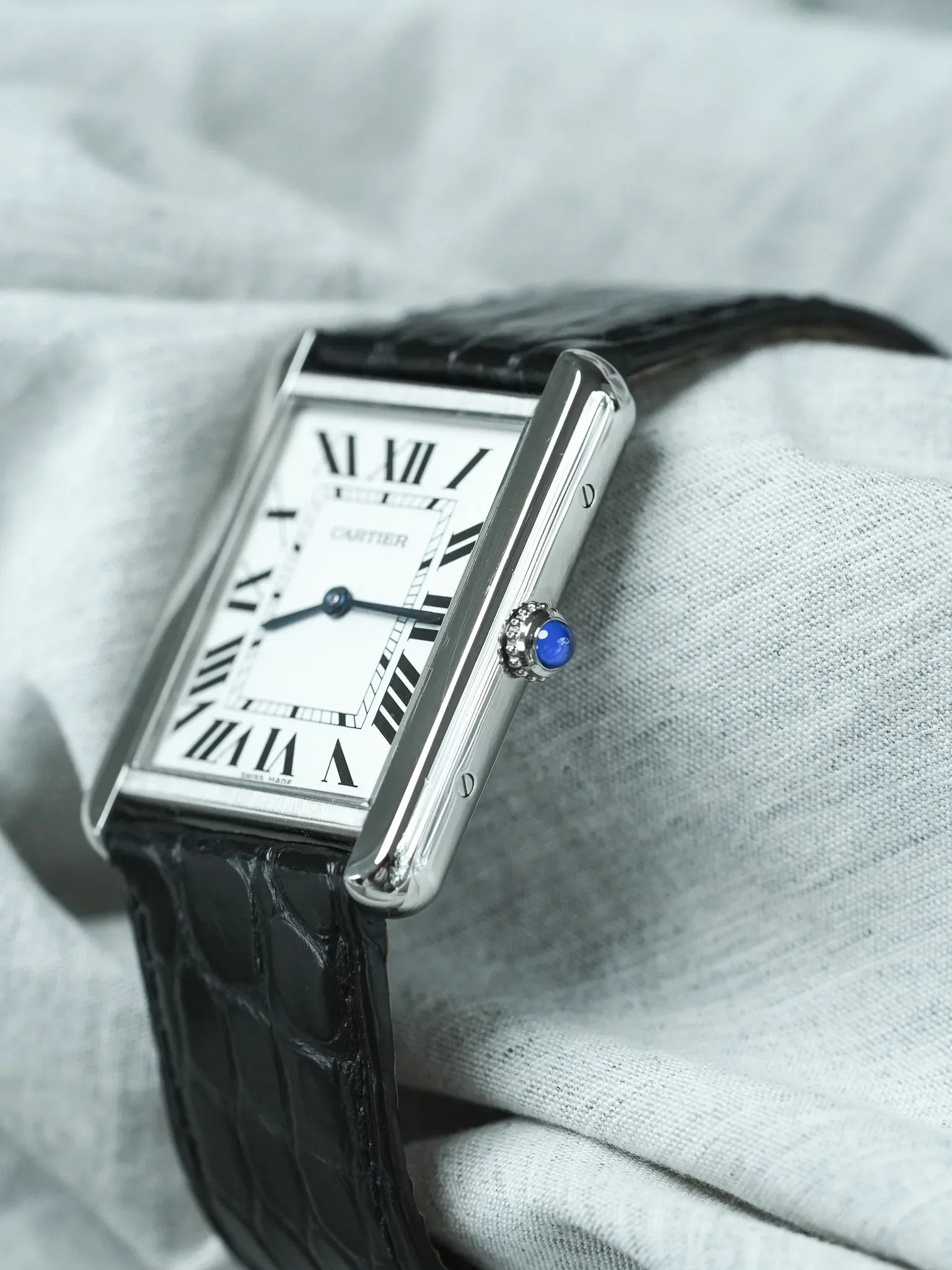 Cartier - 3169 Tank Solo Large Roman Steel Buckle deployant - 2010s