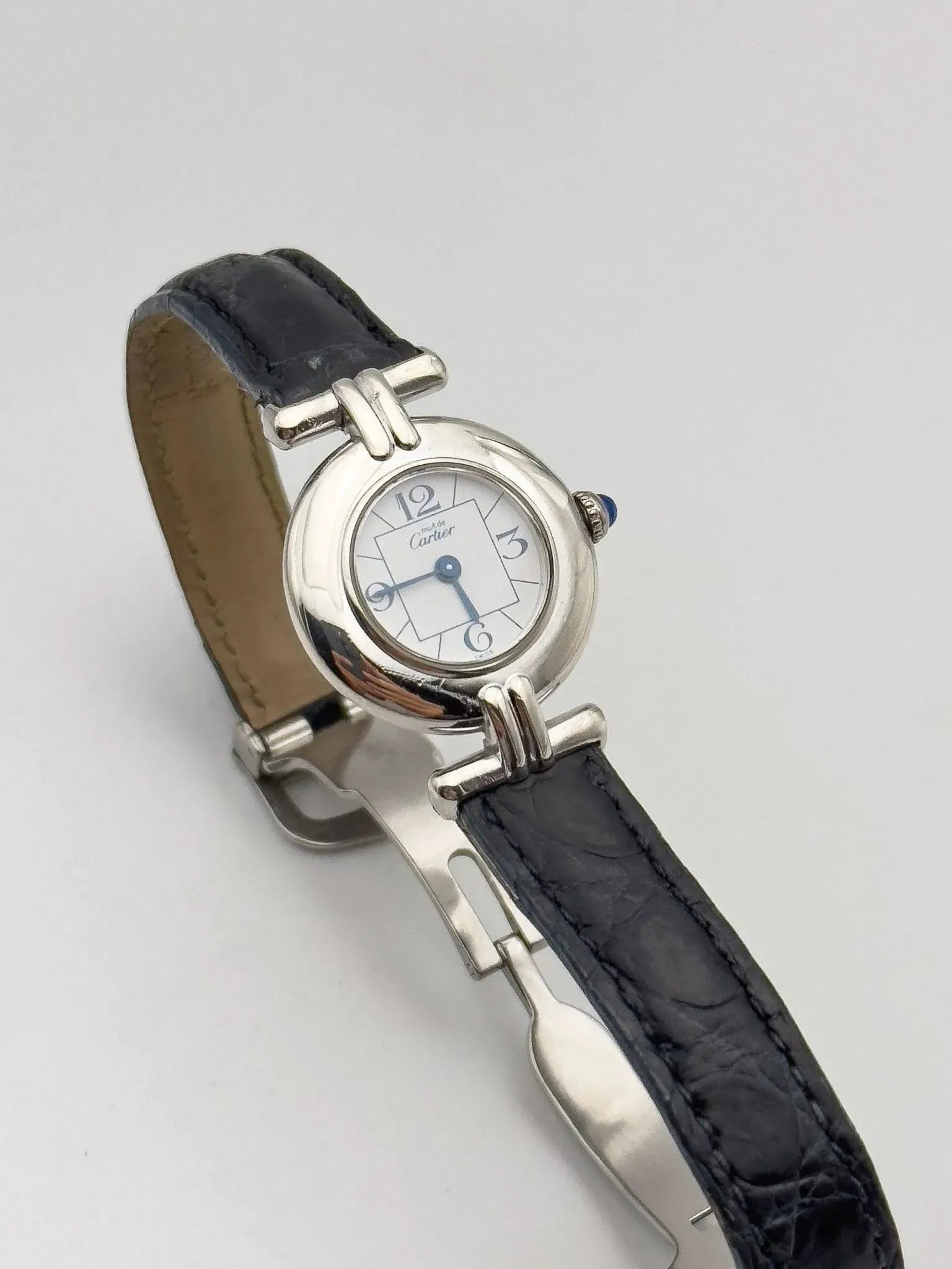 Cartier - Colisée must argent cadran blanc - boîte - 1990s - Atelier Victor - Vintage Shop