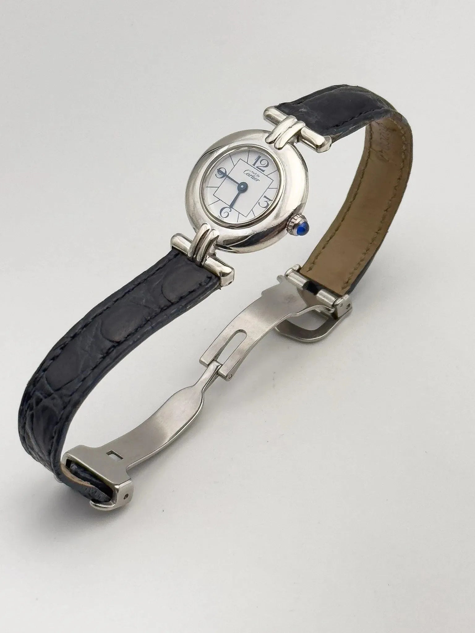 Cartier - Colisée must argent cadran blanc - boîte - 1990s - Atelier Victor - Vintage Shop