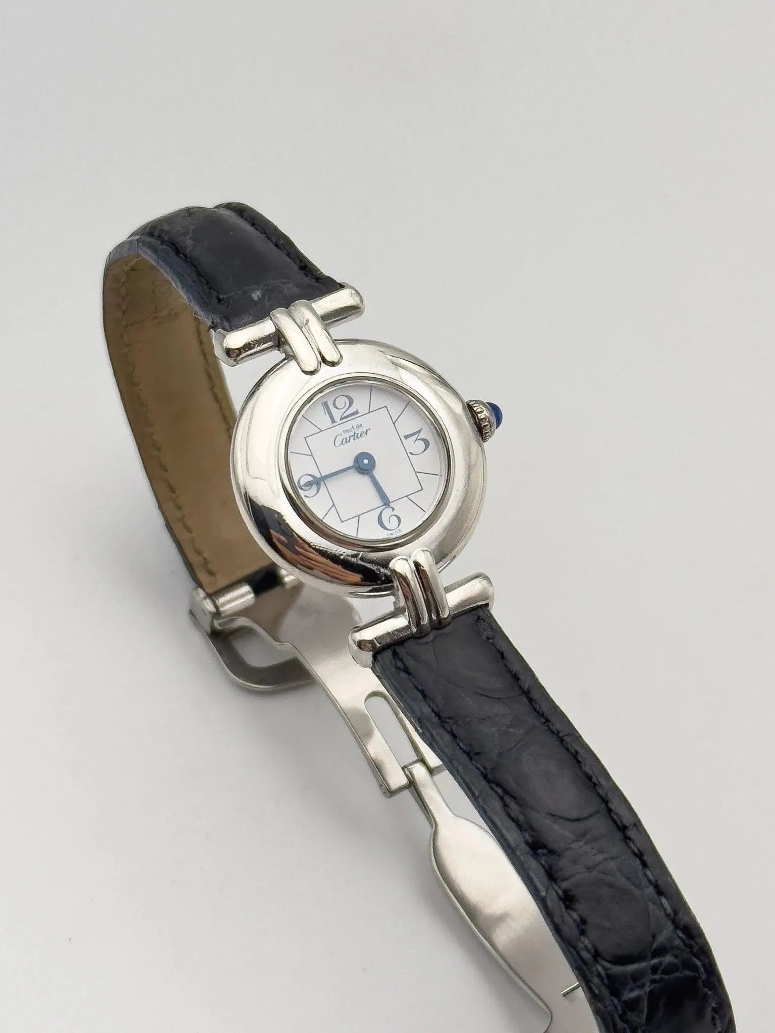 Cartier - Colisée must argent cadran blanc - boîte - 1990s - Atelier Victor - Vintage Shop