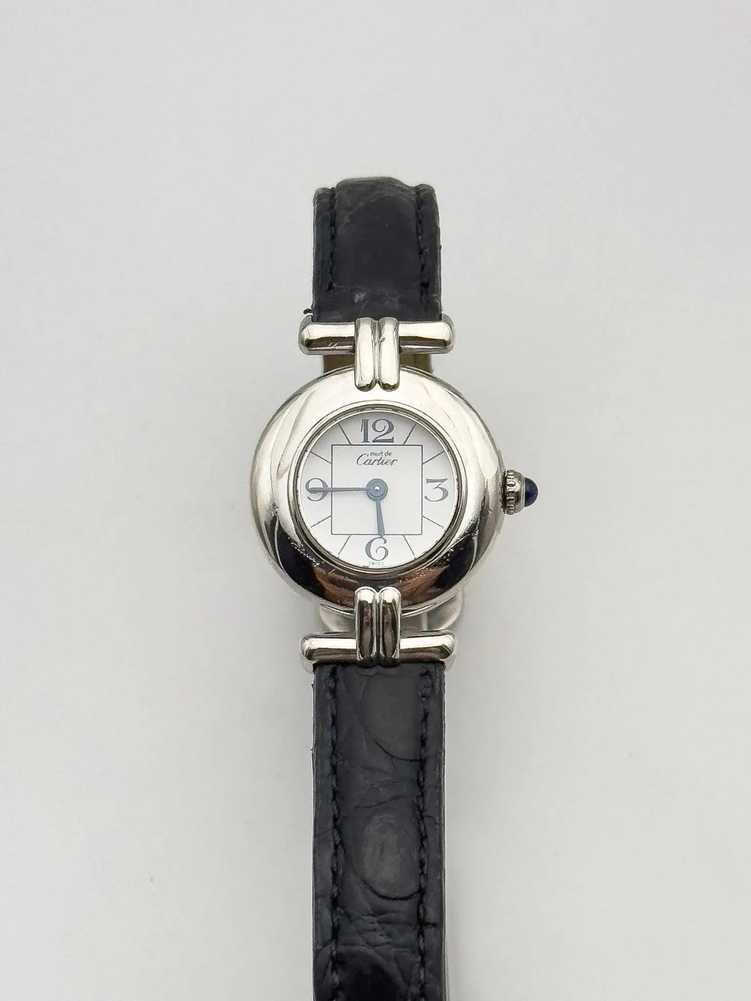 Cartier - Colisée must argent cadran blanc - boîte - 1990s - Atelier Victor - Vintage Shop