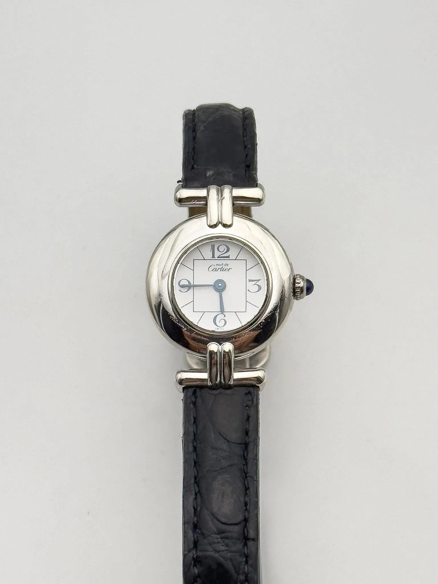 Cartier - Colisée must argent cadran blanc - boîte - 1990s - Atelier Victor - Vintage Shop