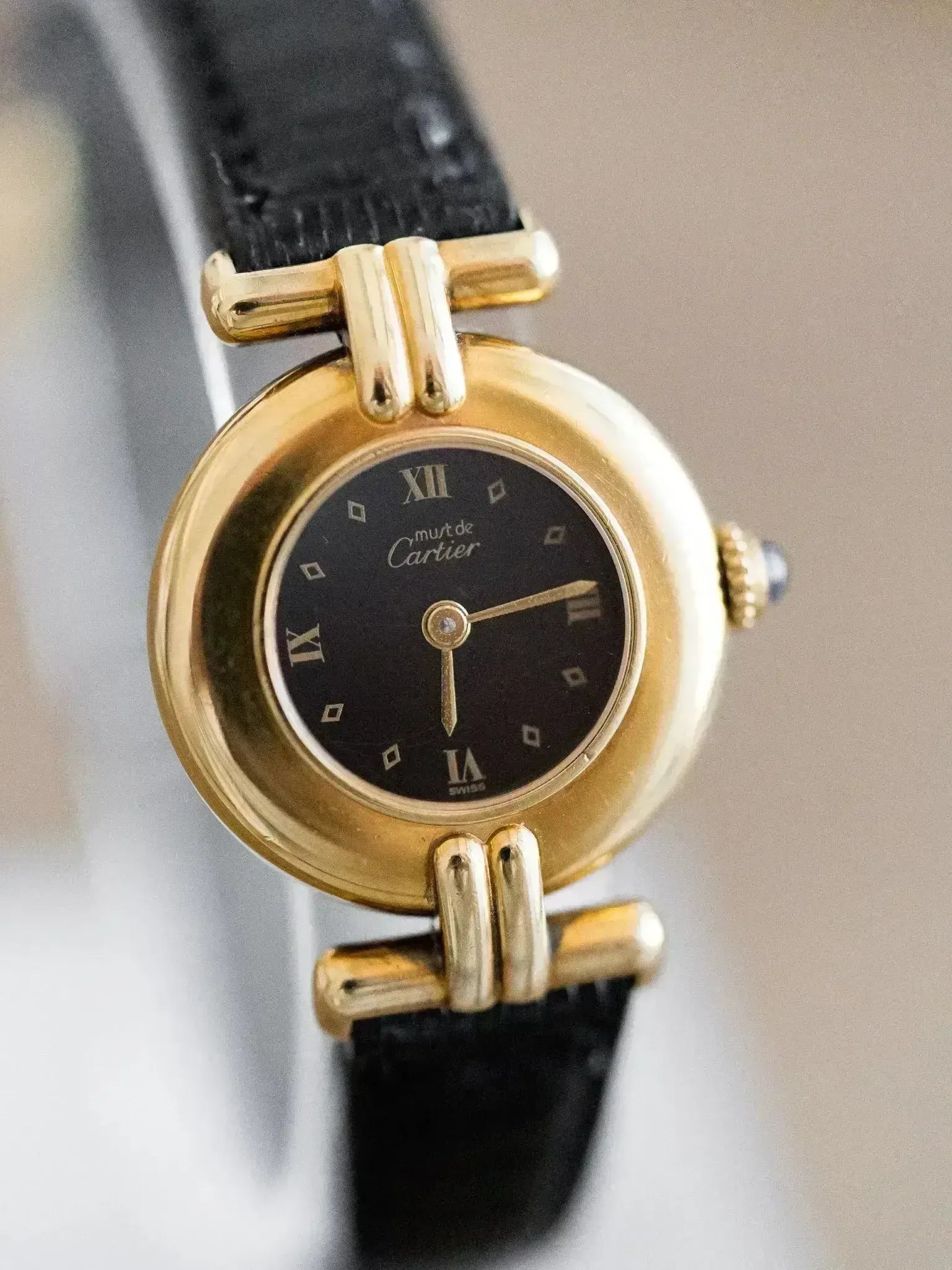 Cartier - Colisée Must Vermeil Noir Boucle ardillon - 1990s - Atelier Victor