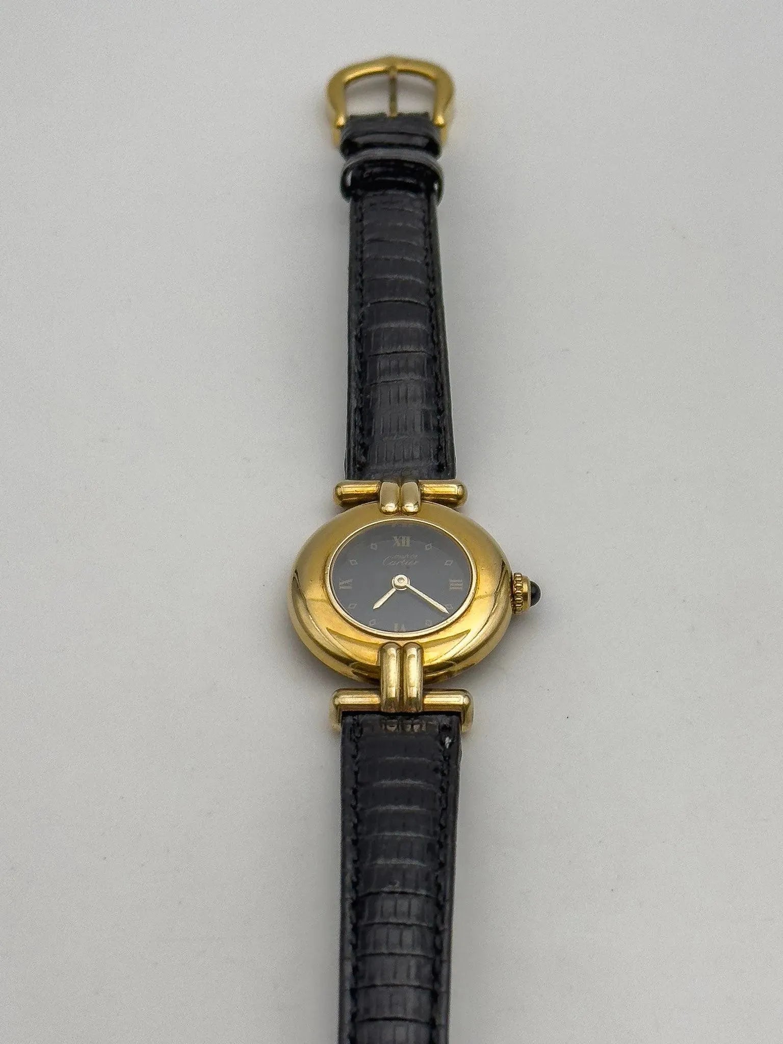 Cartier - Colisée Must Vermeil Noir Boucle ardillon - 1990s - Atelier Victor - Vintage Shop