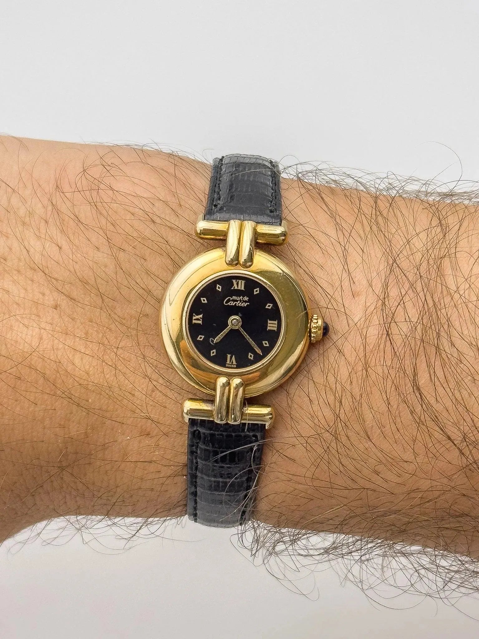 Cartier - Colisée Must Vermeil Noir Boucle ardillon - 1990s - Atelier Victor - Vintage Shop