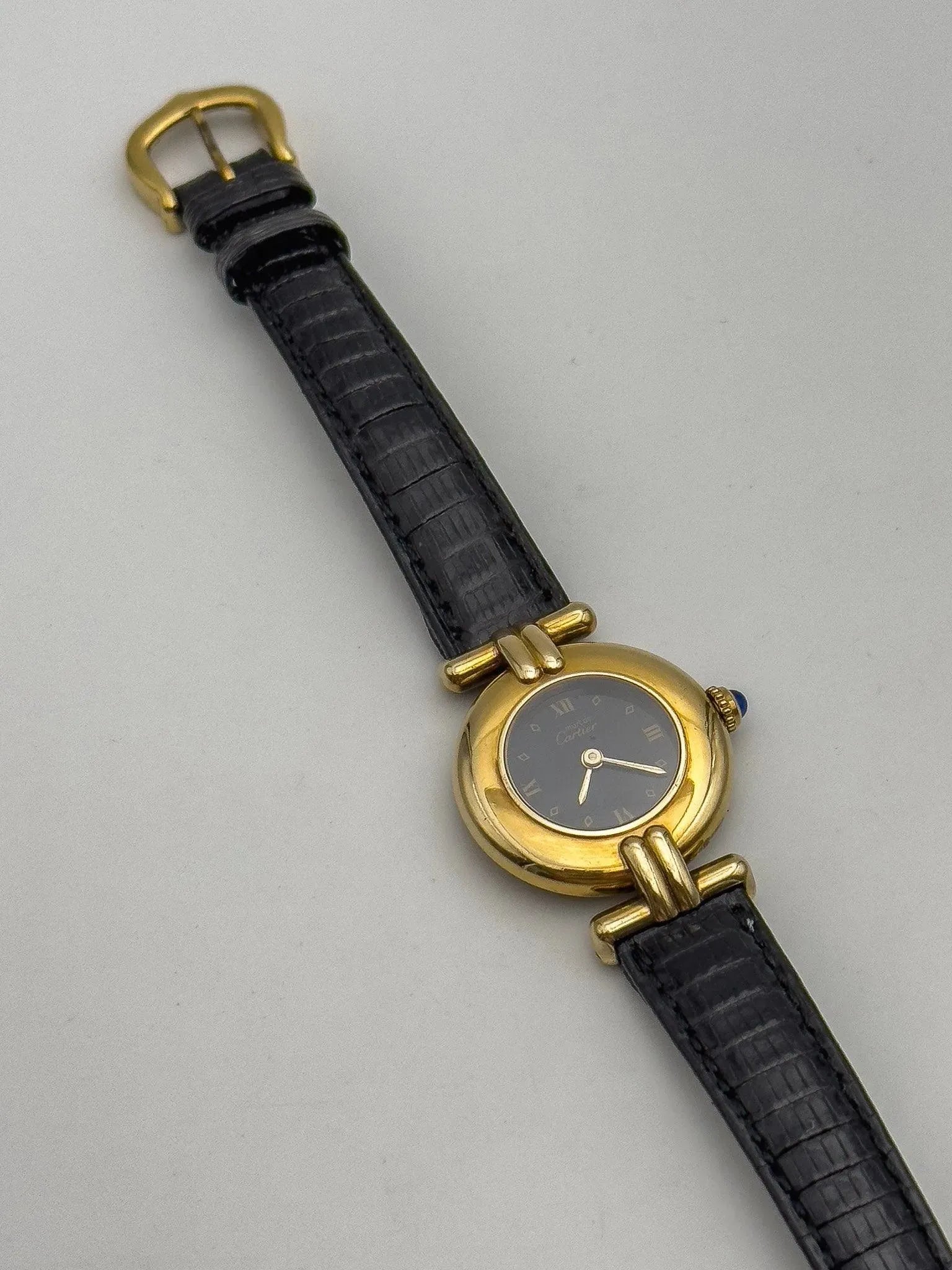 Cartier - Colisée Must Vermeil Noir Boucle ardillon - 1990s - Atelier Victor - Vintage Shop
