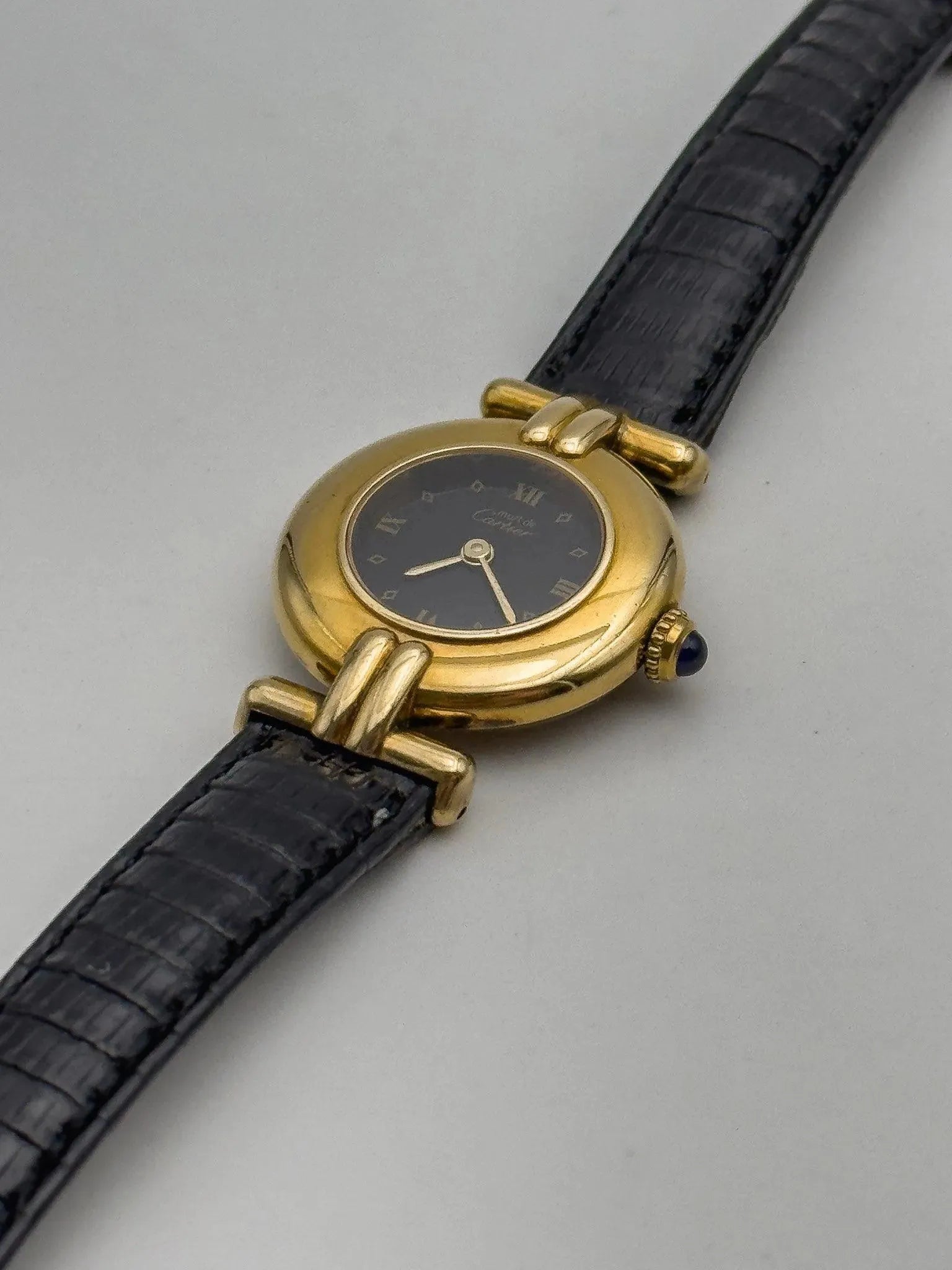 Cartier - Colisée Must Vermeil Noir Boucle ardillon - 1990s - Atelier Victor - Vintage Shop