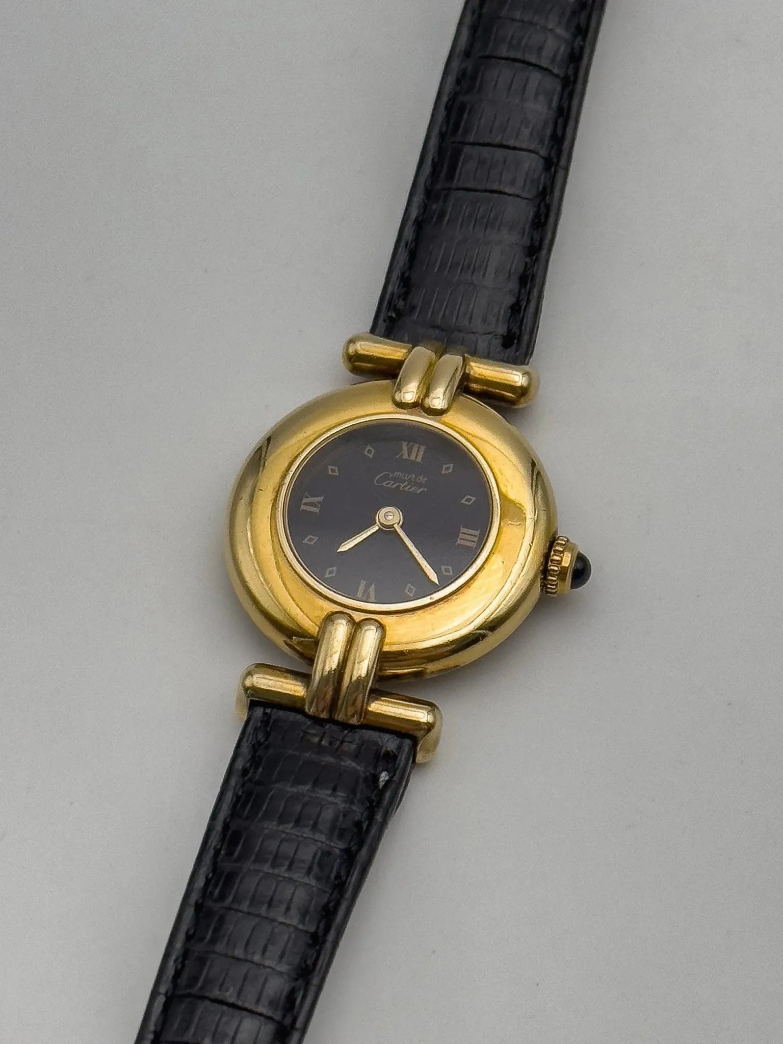 Cartier - Colisée Must Vermeil Noir Boucle ardillon - 1990s - Atelier Victor - Vintage Shop