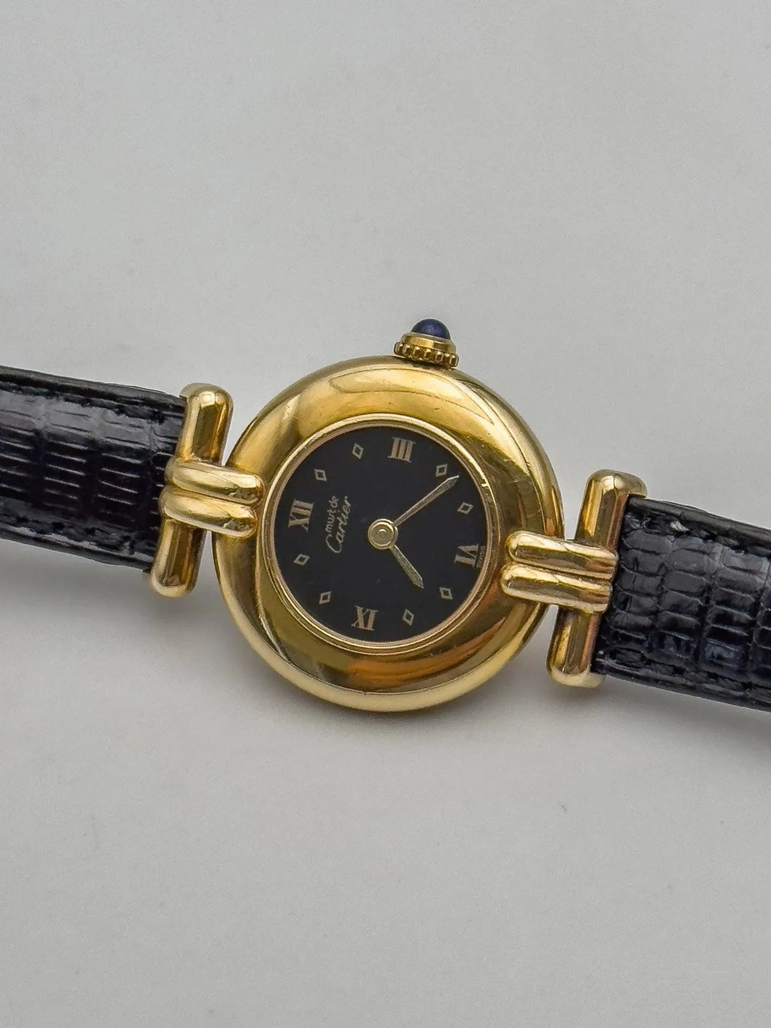 Cartier - Colisée Must Vermeil Noir Boucle ardillon - 1990s - Atelier Victor - Vintage Shop