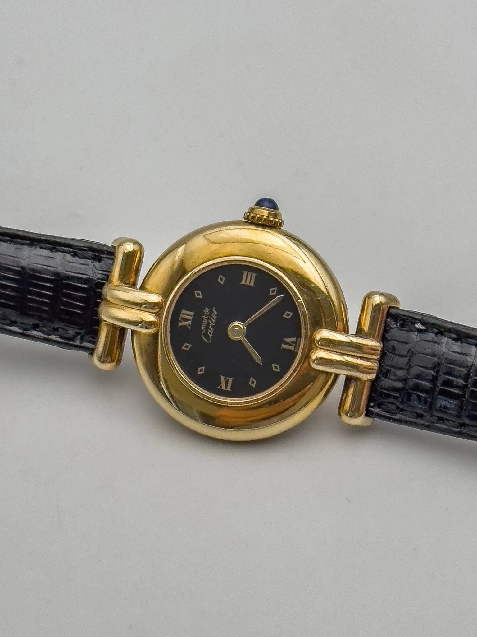 Cartier - Colisée Must Vermeil Noir Boucle ardillon - 1990s - Atelier Victor - Vintage Shop