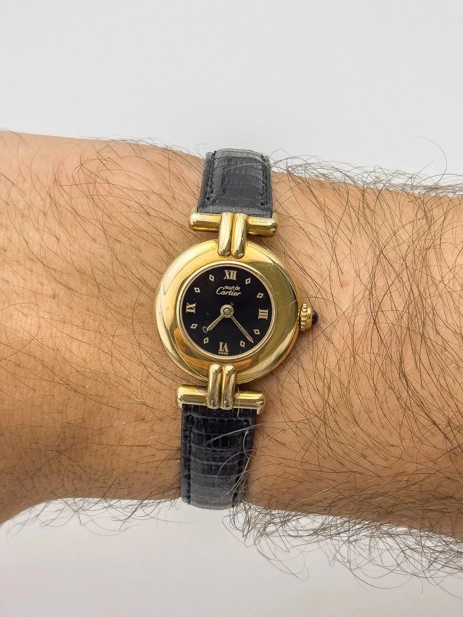 Cartier - Colisée Must Vermeil Noir Boucle ardillon - 1990s - Atelier Victor - Vintage Shop