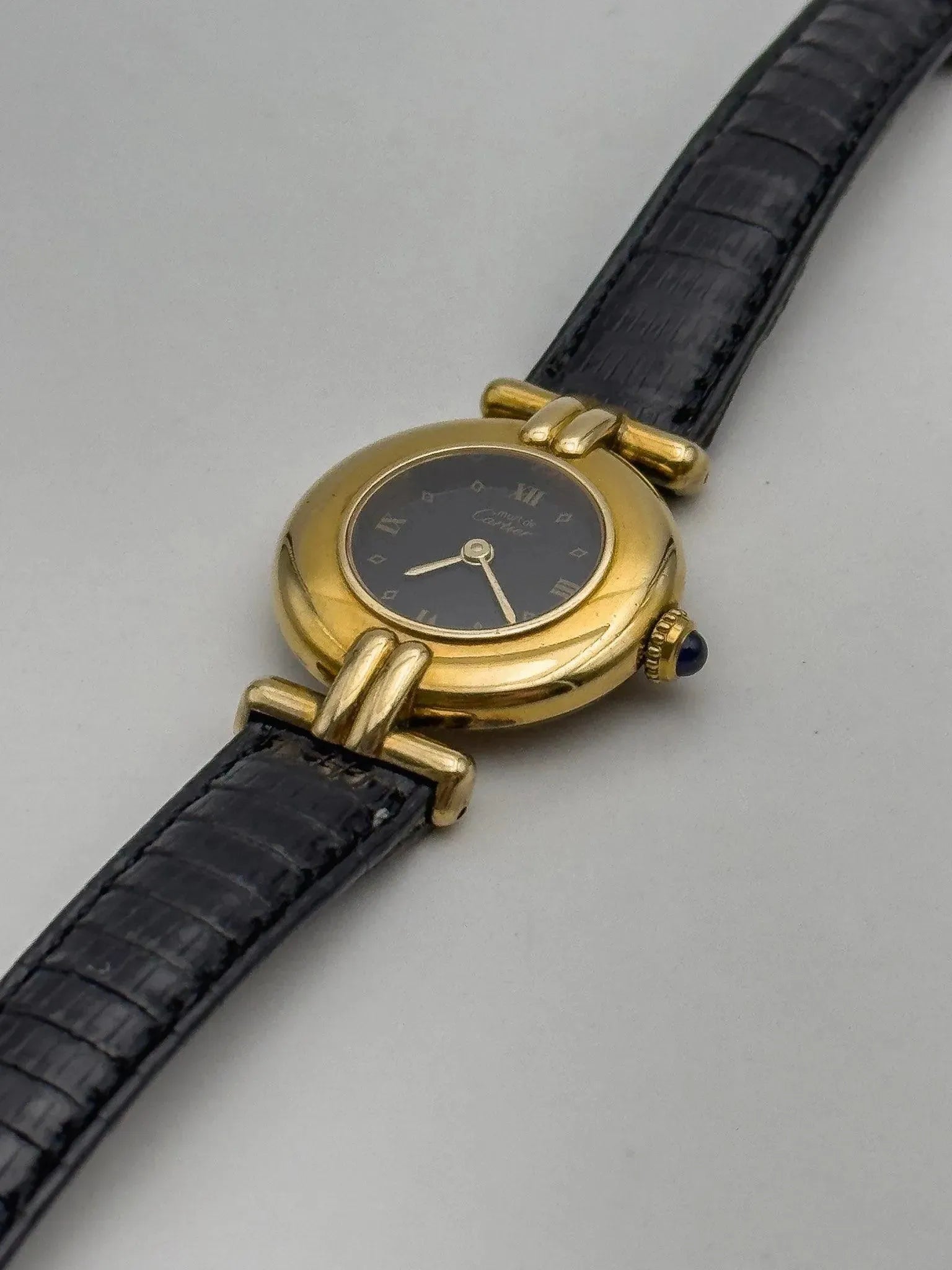 Cartier - Colisée Must Vermeil Noir Boucle ardillon - 1990s - Atelier Victor - Vintage Shop