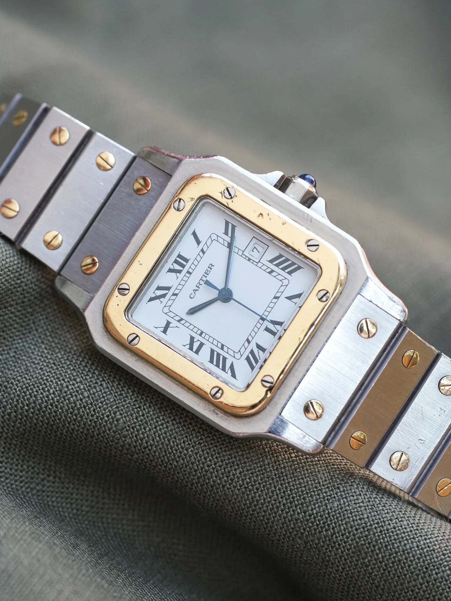 Cartier - La fameuse Santos 2961 or et acier - 1980s - Atelier Victor