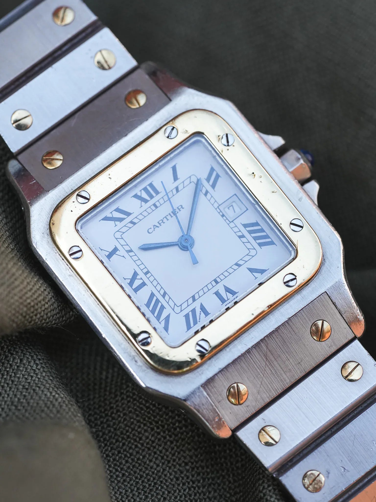 Cartier - La fameuse Santos 2961 or et acier - 1980s - Atelier Victor