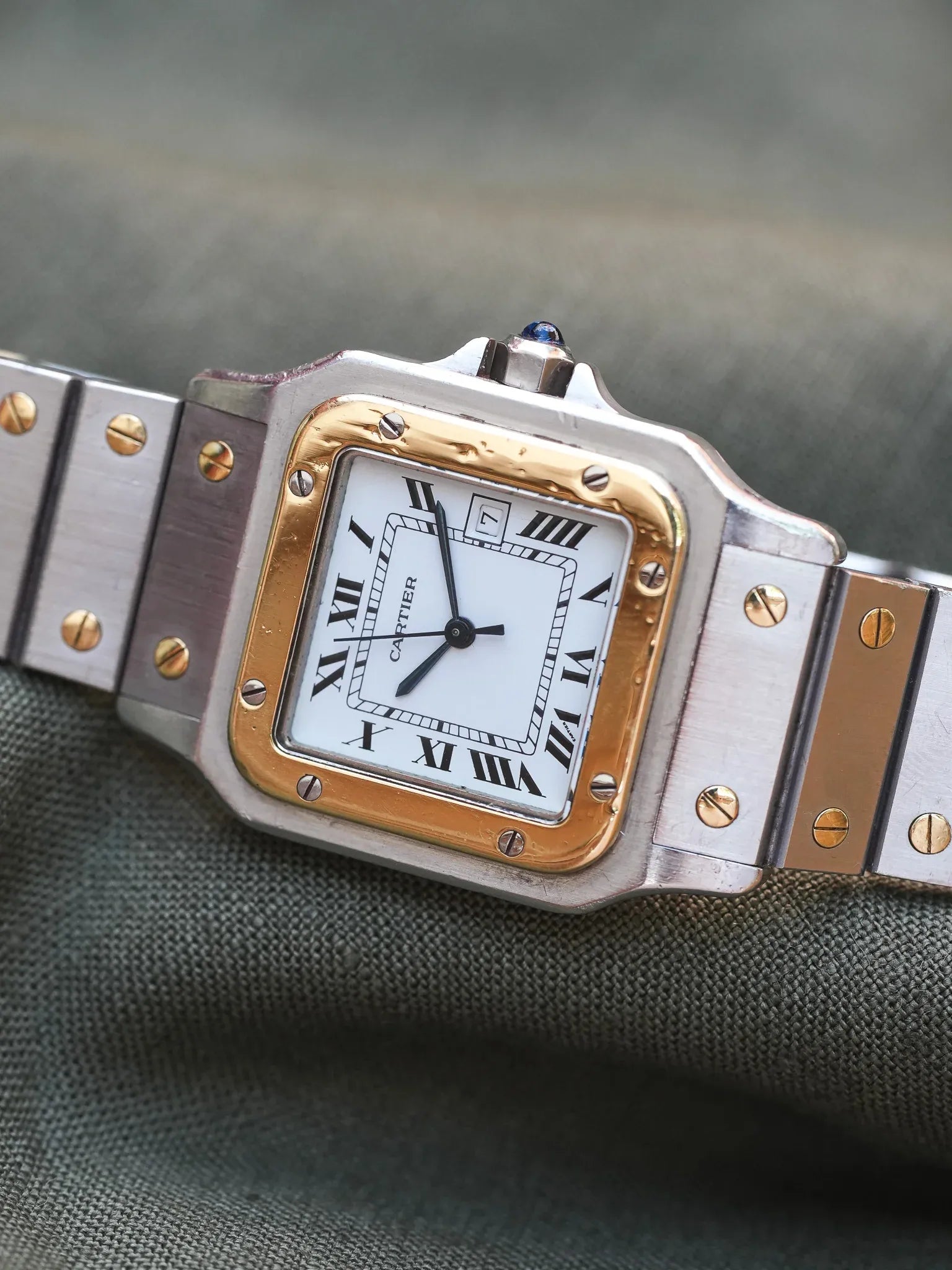 Cartier - La fameuse Santos 2961 or et acier - 1980s - Atelier Victor