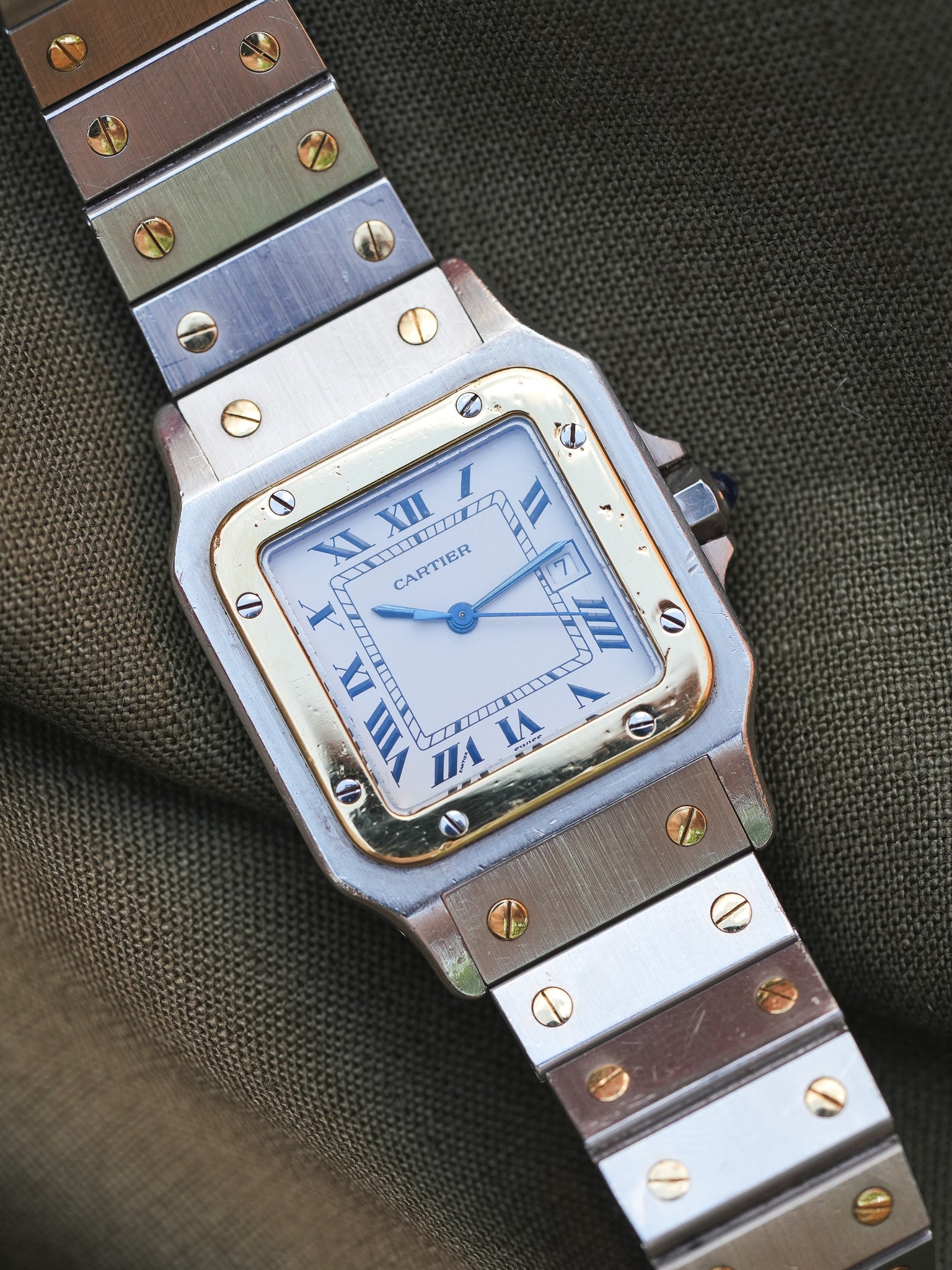 Cartier - La fameuse Santos 2961 or et acier - 1980s - Atelier Victor - Vintage Watch Shop