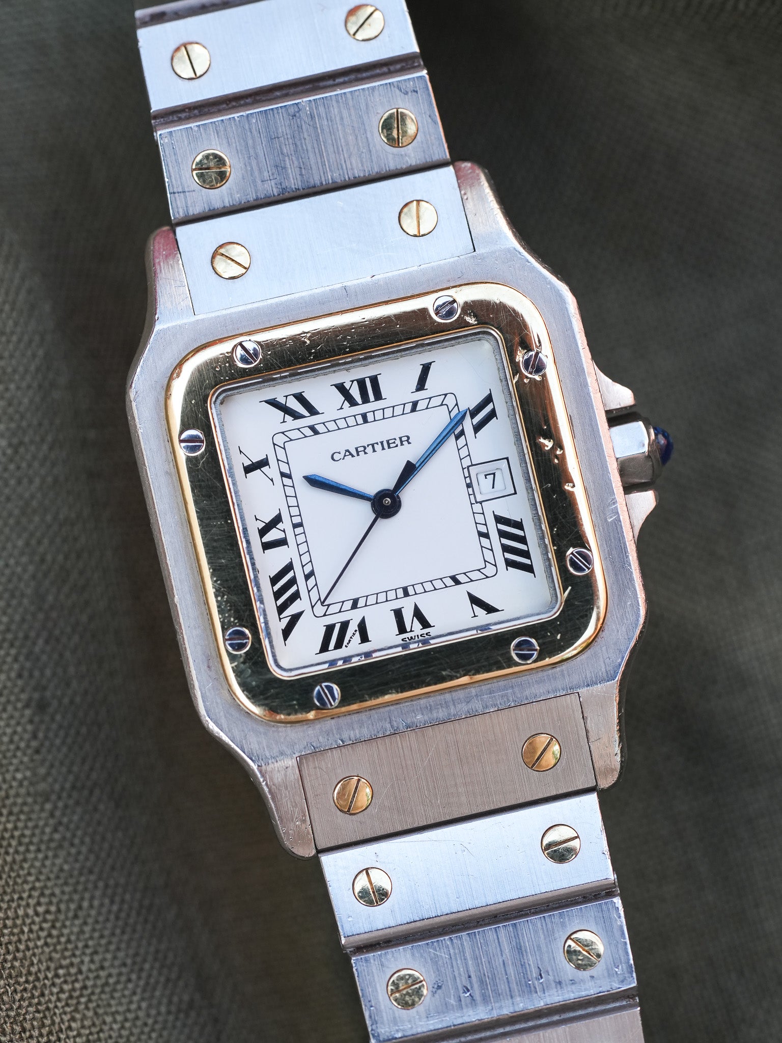 Cartier - La fameuse Santos 2961 or et acier - 1980s - Atelier Victor - Vintage Watch Shop