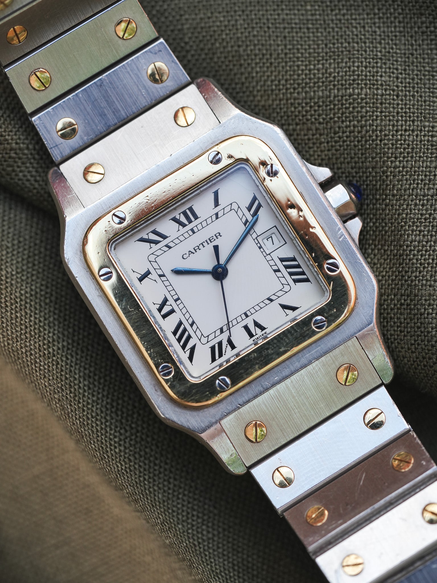 Cartier - La fameuse Santos 2961 or et acier - 1980s - Atelier Victor - Vintage Watch Shop