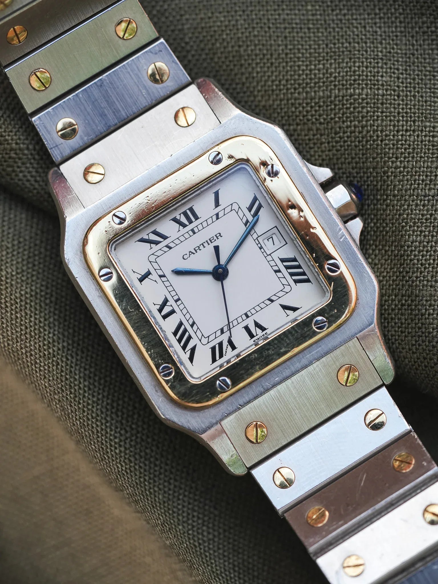 Cartier - La fameuse Santos 2961 or et acier - 1980s - Atelier Victor - Vintage Watch Shop