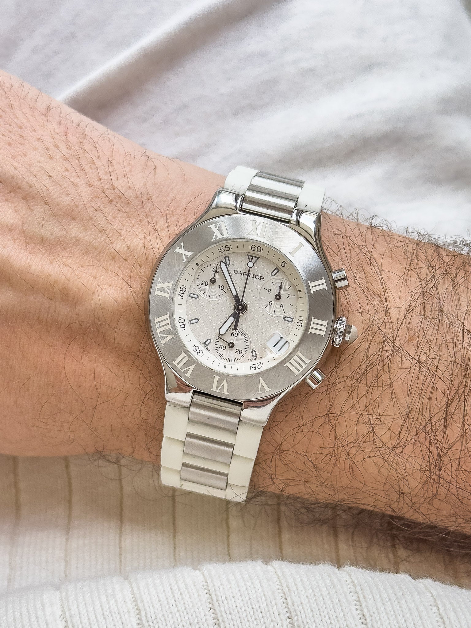 Cartier - Must Chronographe Blanc - 1990s - Atelier Victor Paris - Vintage Watch Shop Dubai